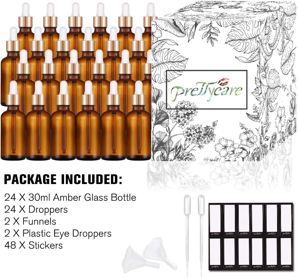 PrettyCare Glass Eye Dropper Bottles 99 Pack