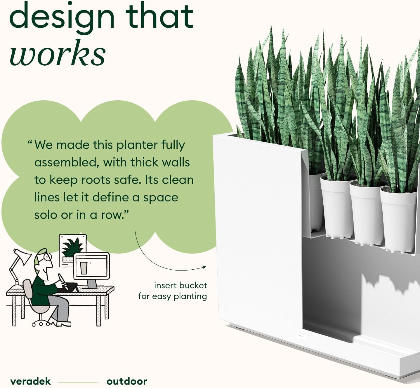Veradek Span Plastic Box Series Planter - Tall Rectangular, White, All-Weather Resistant, Removable Insert Bucket, Modern Design, Indoor/Outdoor Use | Made From Durable Plastic Featuring a Removable Insert Bucket. Modern Porch/Patio Décor for Plants and…