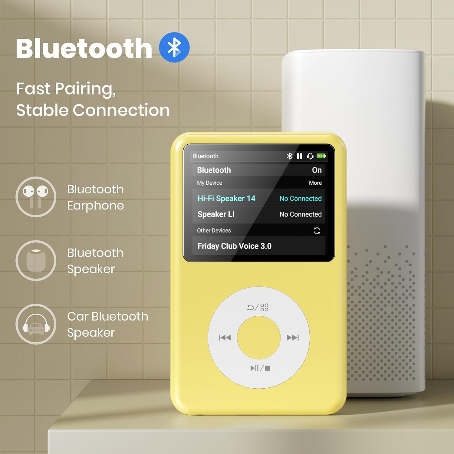 MP3 Player with Bluetooth 128GB Portable Music Digital Players Supports Playlist Audiobook Video Nice Gadget for Kids Black