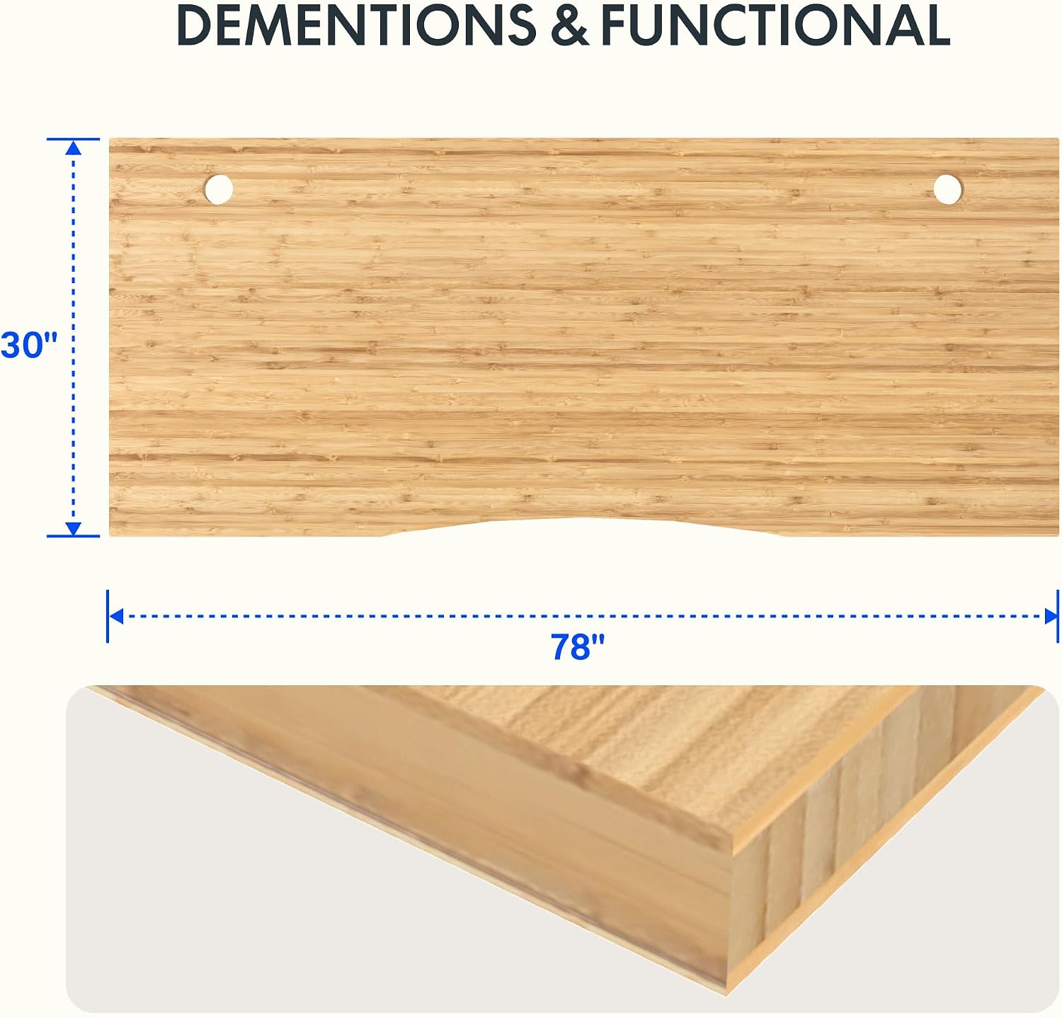 FLEXISPOT Acacia Solid Wood 55"x28" Butcher Block Desktop, Walnut | Acacia Solid Wood, Thick Beveled Edge, For Standing Desk, Office Table, Workbench, DIY Furniture Projects
