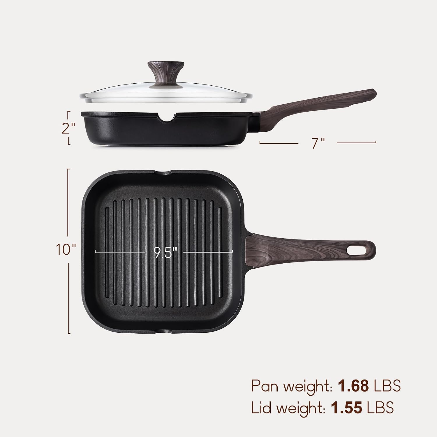SENSARTE Nonstick Griddle Grill Pan, Pro-Grid Reversible Grill & Griddle Pan, Two Burner Cast Aluminum