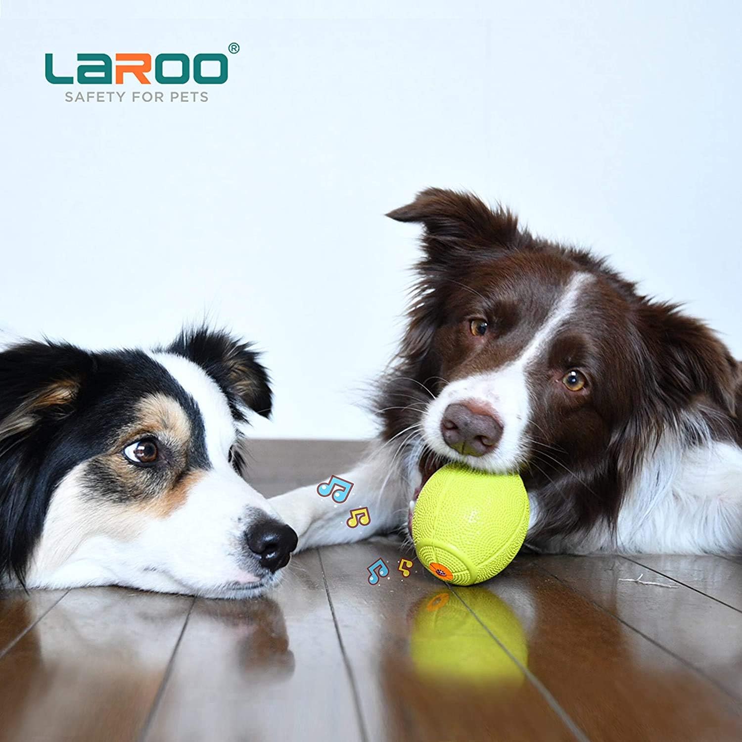 LaRoo Squeaky Dog Ball Toy,Durable Natural Rubber Squeaker Ball Throwing Training,Teeth Cleaning Chew Toy for Pet Medium and Large Dogs (3.5In Green)