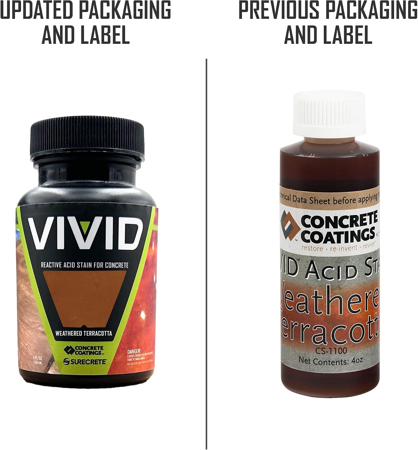 CC Concrete Coatings Vivid Acid Stain for Concrete | Weathered Terracotta | 4 oz Tester