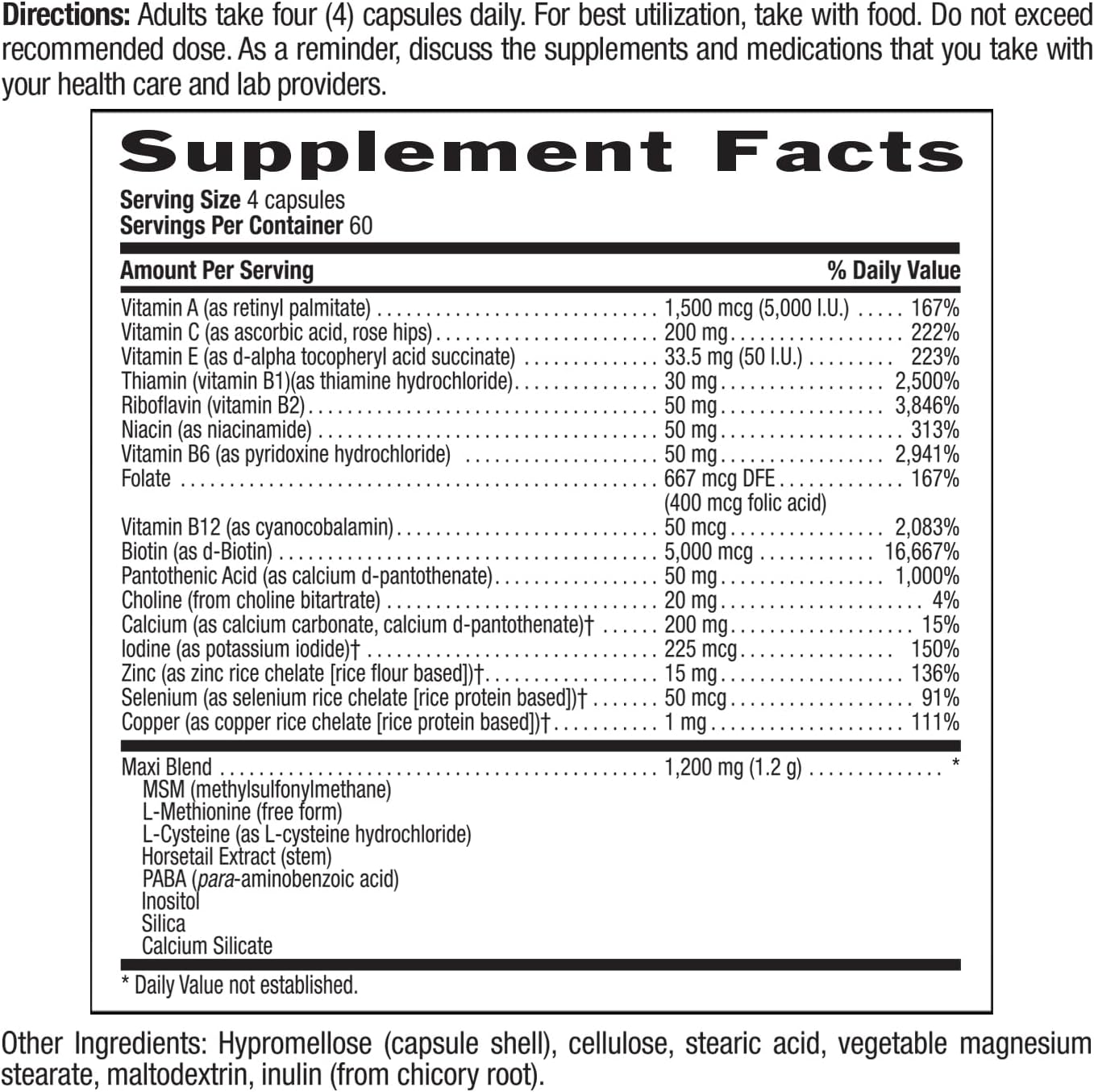 Country Life Maxi-Hair Plus 5000 mcg Biotin, 240 Vegetarian Capsules | Supports healthier-looking skin and strands plus strong nails from within