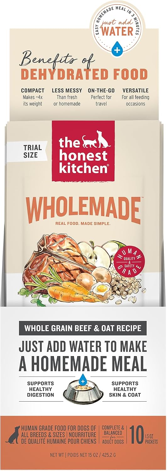 The Honest Kitchen Human Grade Wholemade™ Dehydrated Whole Grain Dog Food – Complete Meal or Dog Food Topper – Turkey 4 lb (Makes 16 lbs)
