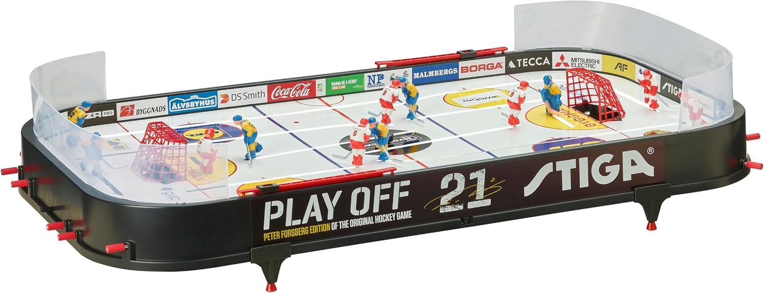 STIGA Table-Top Rod Hockey Game Play Off 21 – Classic Ice Hockey Action with Enhanced Features, Easy Assembly, Includes 2 Pucks – Fun for All Ages