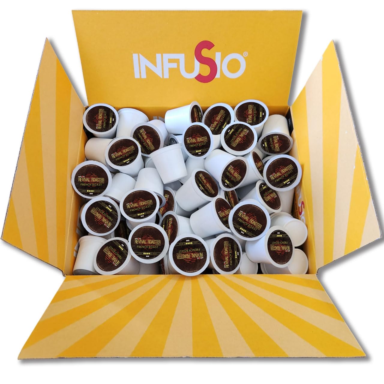 InfuSio Coffee Pods Variety Pack – 96 Count, 12 Blends of Crafted Origins and Indulgent Flavors Including Bourbon Pecan, Butter Toffee & Hazelnut, Medium & Dark Roast, No Sweeteners, Low Acid, Keurig Compatible