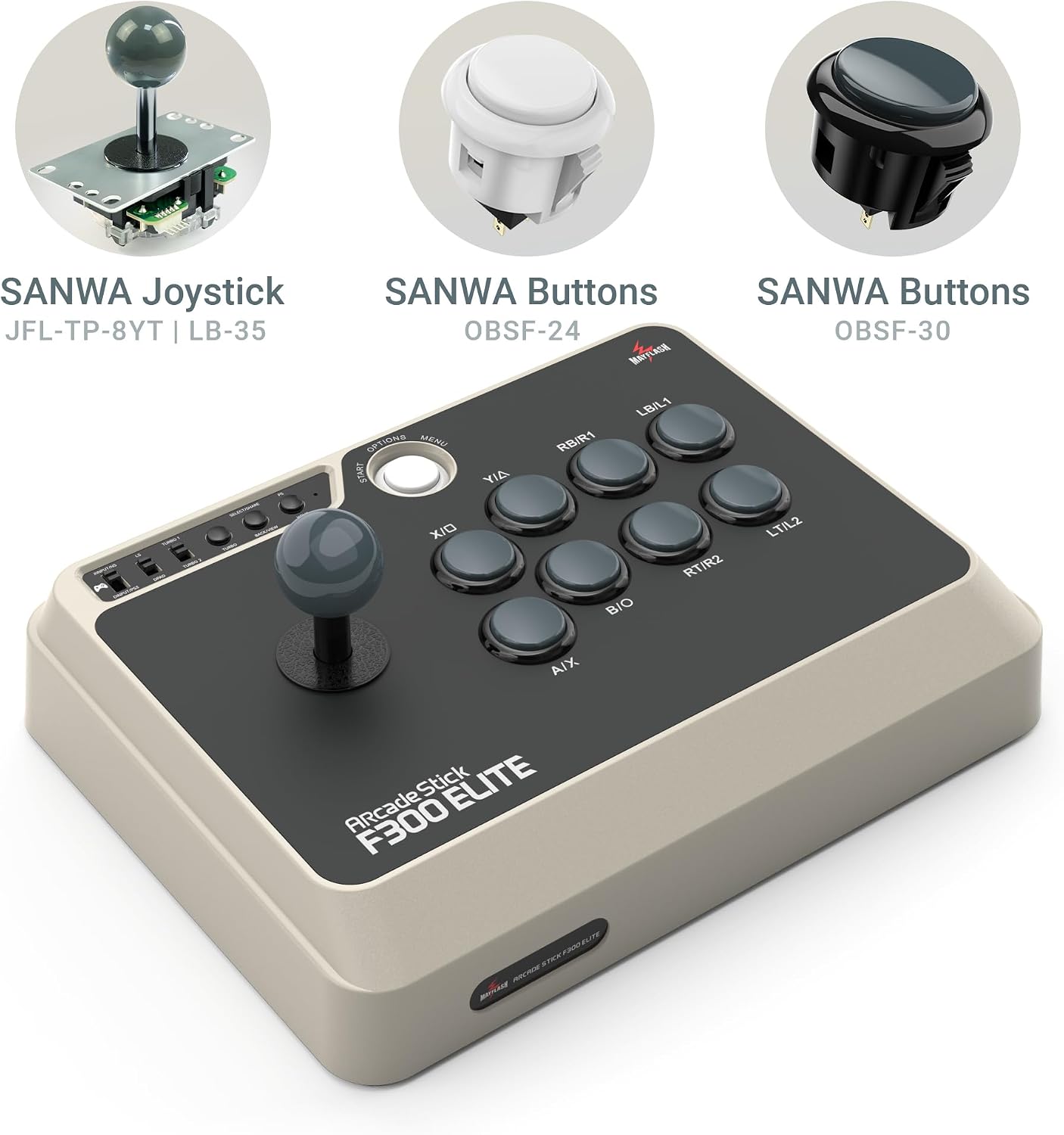 MAYFLASH Arcade Stick F300 Elite with Sanwa Buttons and Sanwa Joysticks for Switch/Switch 2, Xbox Series S/X, Xbox One, PS4, PS3, Windows, macOS