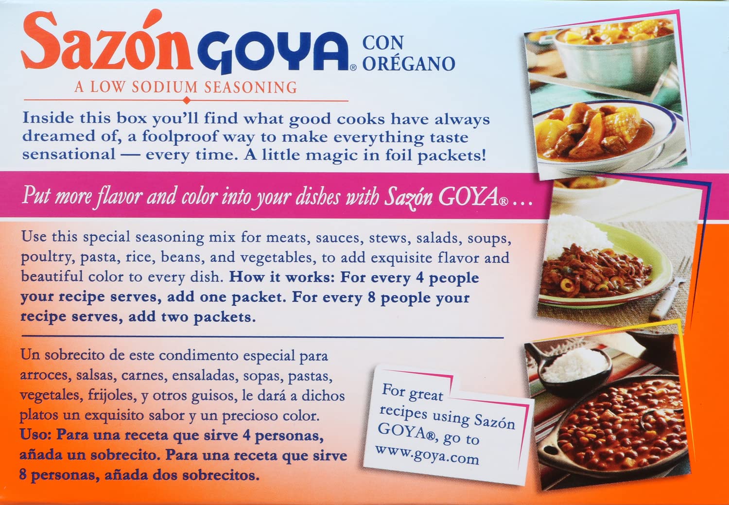 Goya Foods Sazón Seasoning Natural & Complete, No Salt, 3.52 Ounce (Pack of 18)