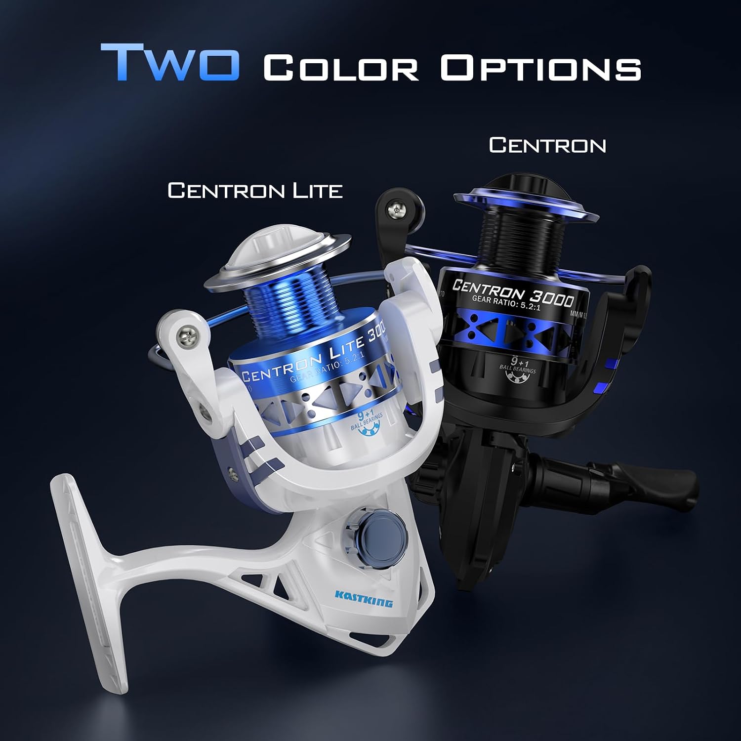 KastKing Centron & Centron Lite Spinning Fishing Reels, Collapsible Handle | Max Drag: 17.5 lb, 9+1 BB, 13.9 oz, CNC Aluminum Spool, 5.2:1 Gear Ratio, Freshwater & Saltwater, Fishing Gifts for Men