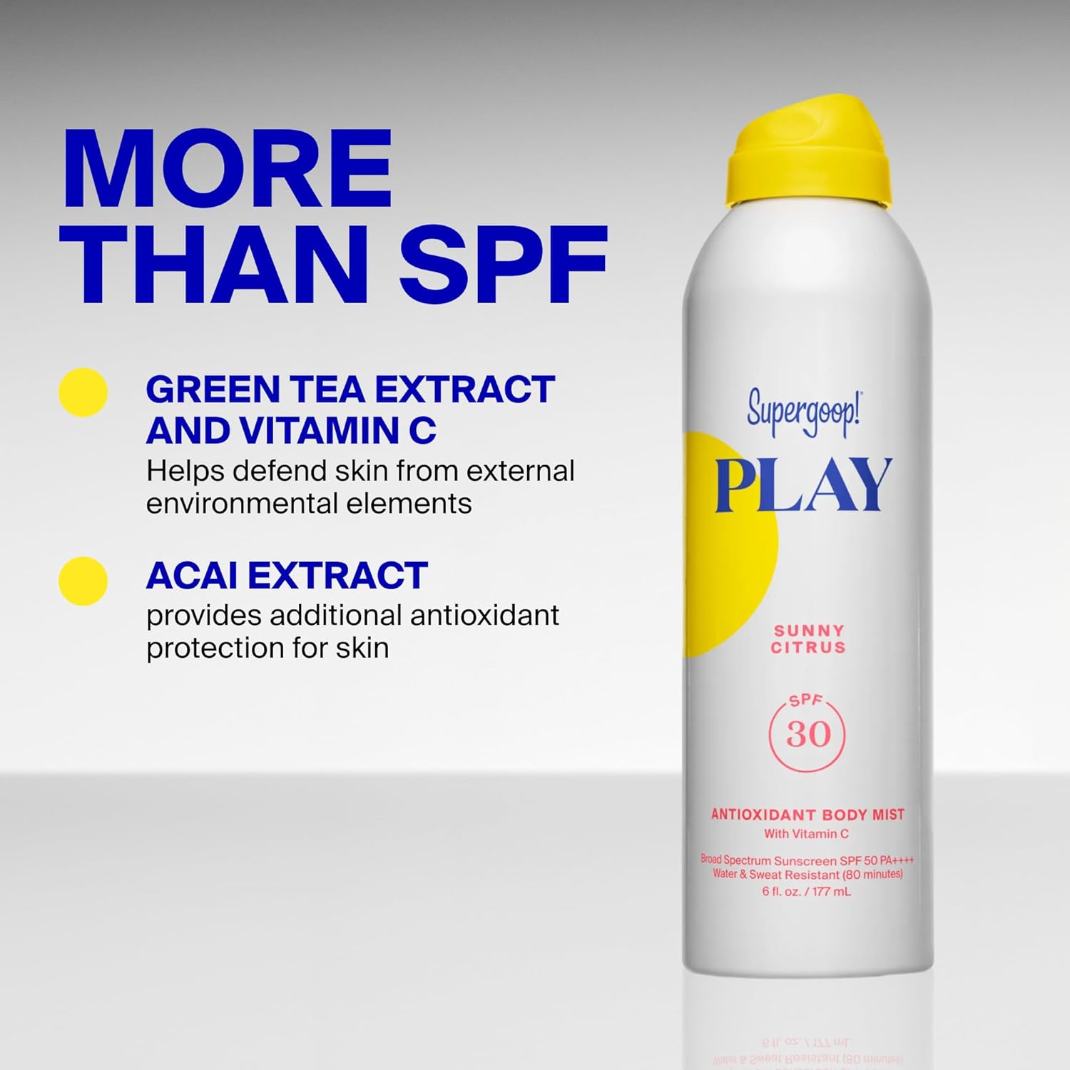 Supergoop! PLAY SPF 30 Antioxidant Body Mist w/Vitamin C -Broad Spectrum Sunscreen Spray - Great for Active Days