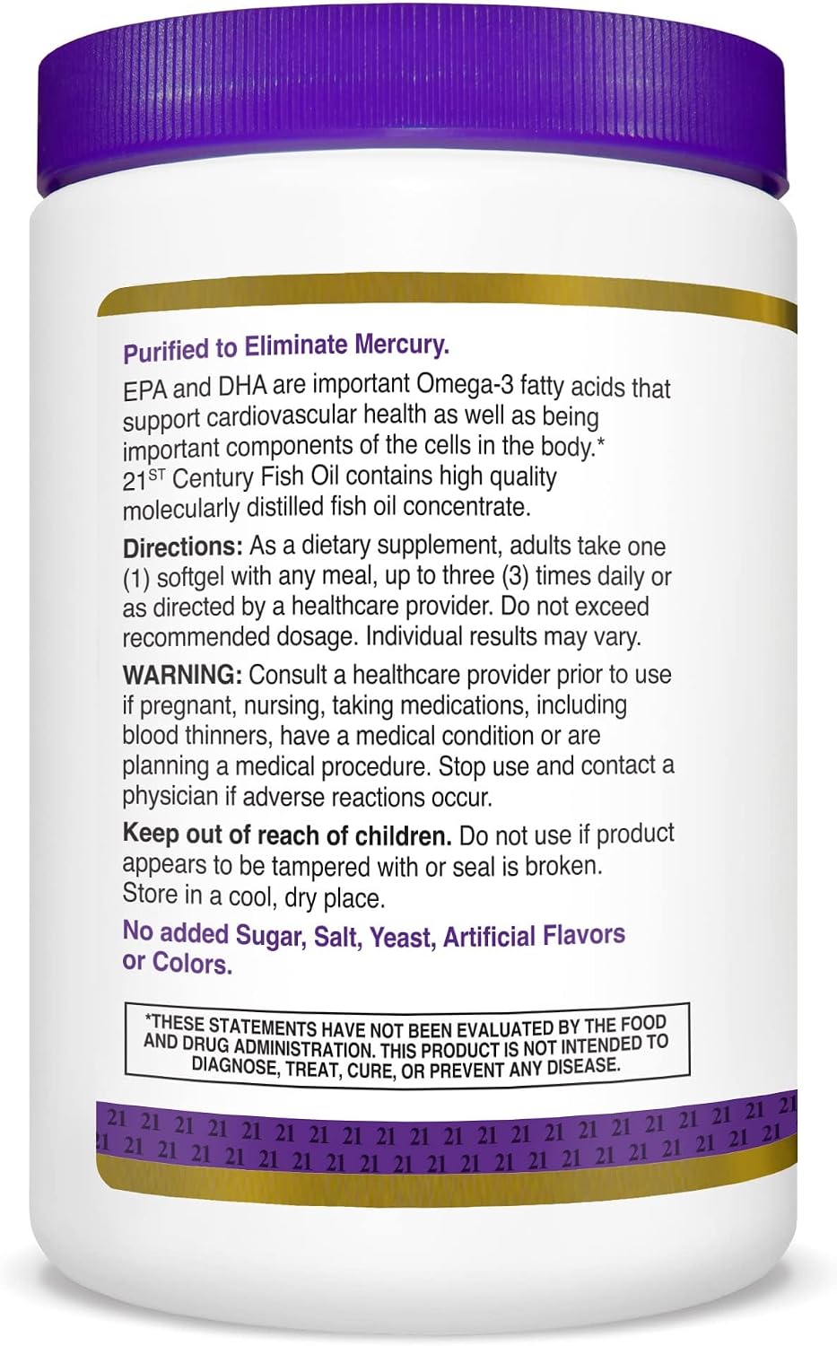 21st Century Fish Oil 1000mg Omega-3 Softgels, Value Size, 300 Count | Omega-3 Fish Oil with EPA & DHA, Heart & Cardiovascular Health Support