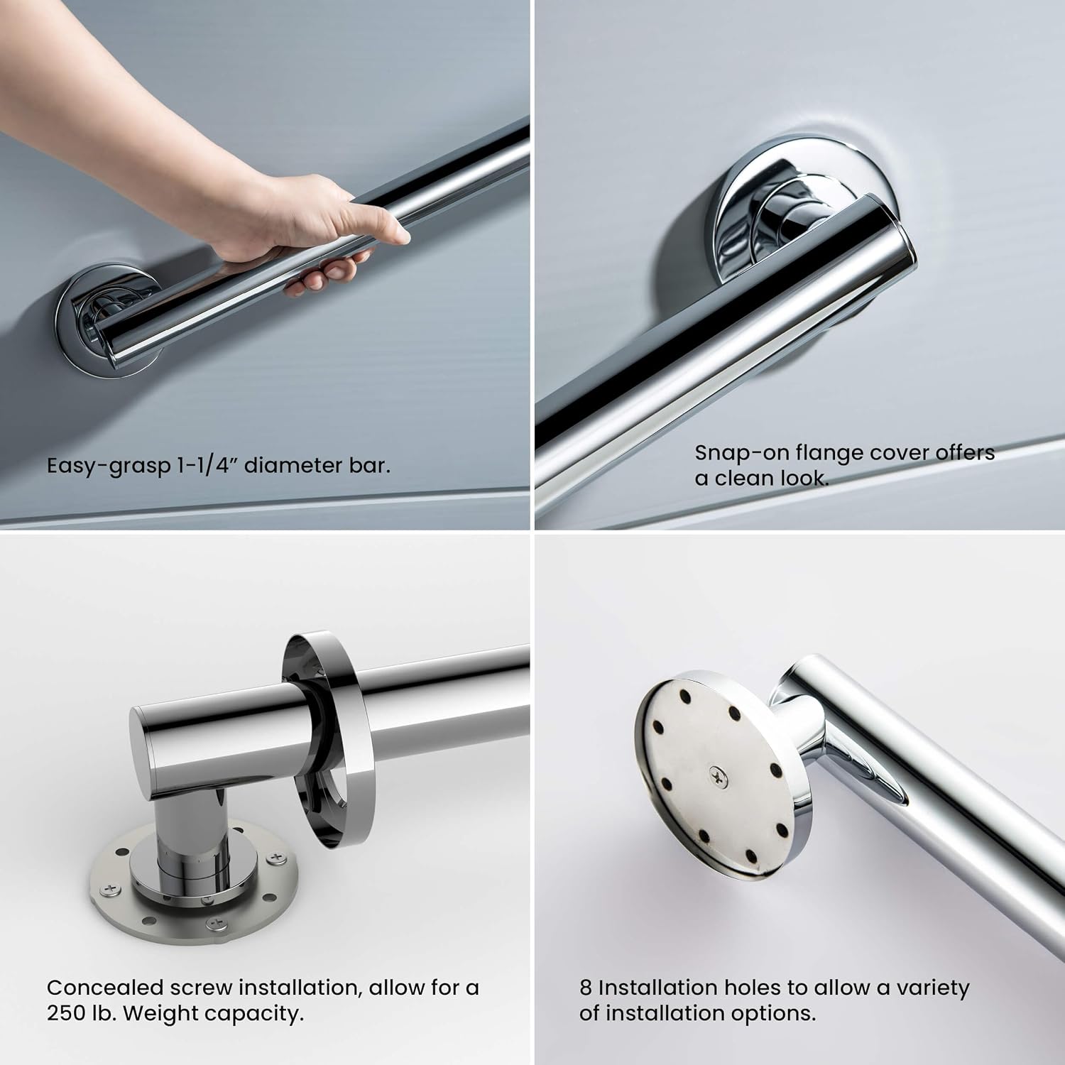 36 Inch Stainless Steel Bathroom Safety Grab Bar | Straight Shaped Grab Bar for Bathtubs and Showers, Shower Safety Grab Bars for Seniors, Wall Mounted Anti-Slip Support (Brushed Nickel, KGB1136)