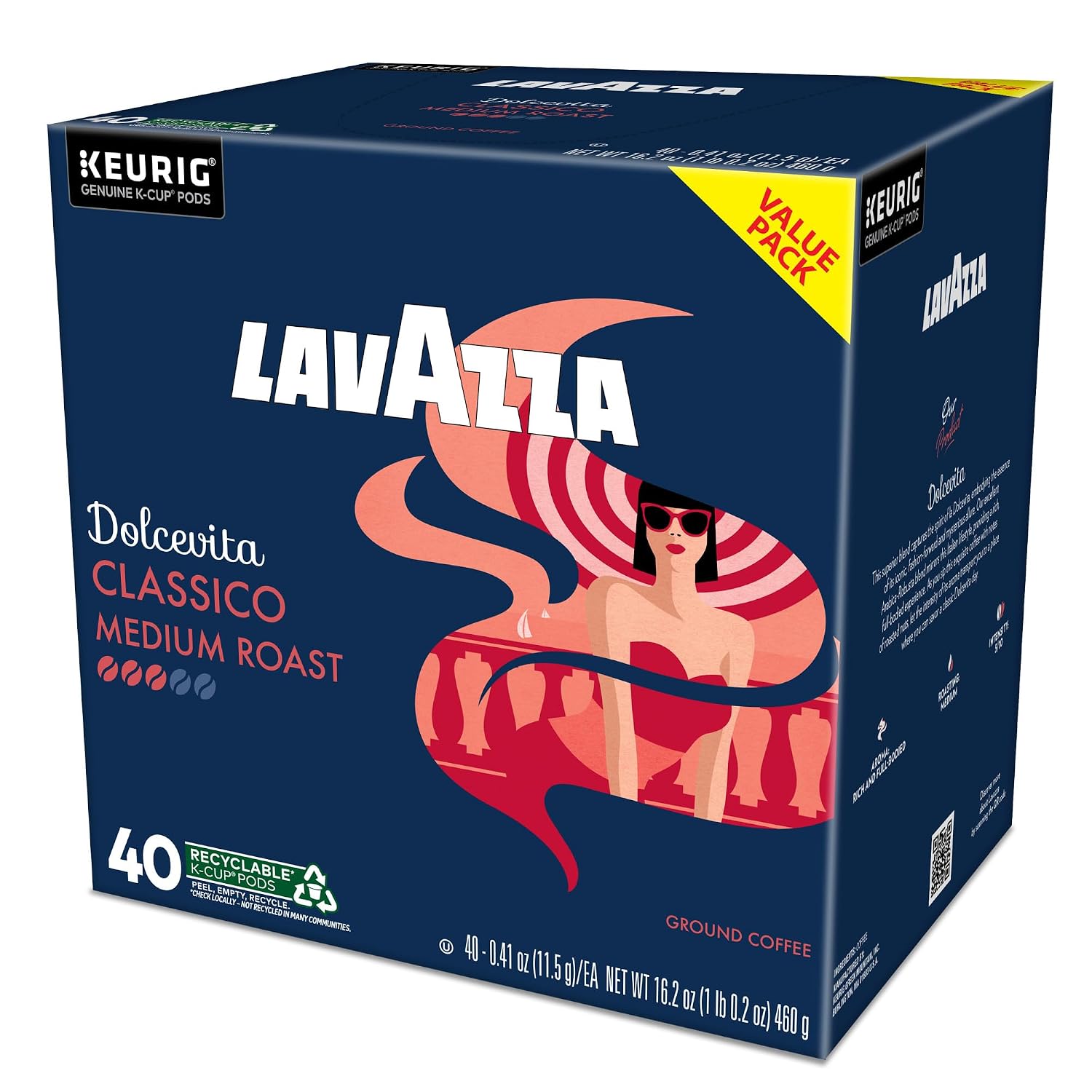 Lavazza Espresso, Single-Serve Keurig K-Cup Pods, Medium Roast Coffee, 32-Count Box