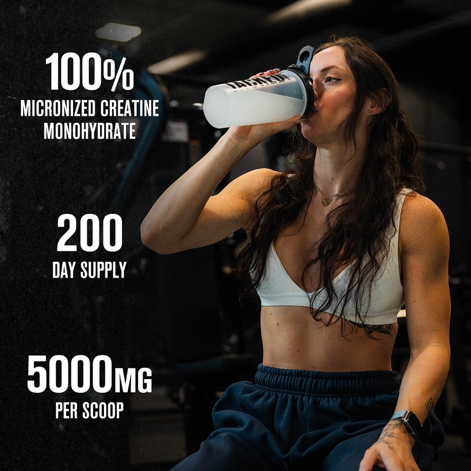 Jacked Factory Creatine Monohydrate Powder 425g - 5g Daily Micronized Creatine Monohydrate for Men and Women, Vegan-Friendly