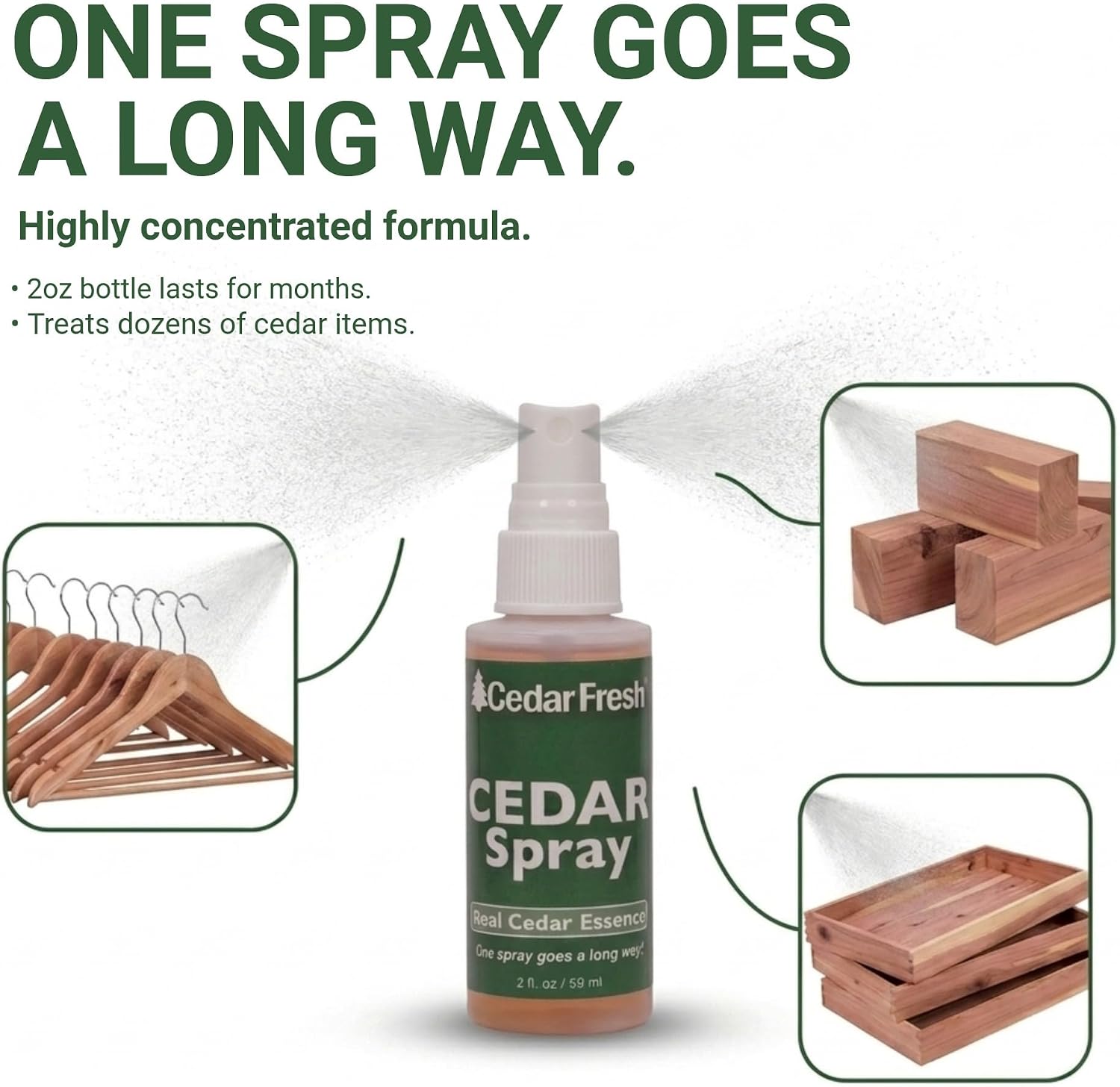 Household Essentials CedarFresh 2‑Ounce Cedar Power Spray, Natural Cedar Essence Odor Neutralizer