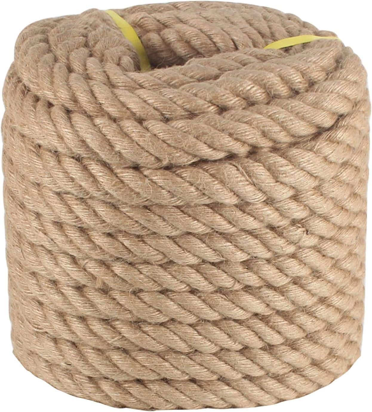 Jute Rope 1 in x 100 ft Thick Twisted Manila Ropes Natural Hemp Rope for Swing Bed, Railing, Crafts, Docks, Tug of War, Decorating, Nautical, Landscaping, Hammock