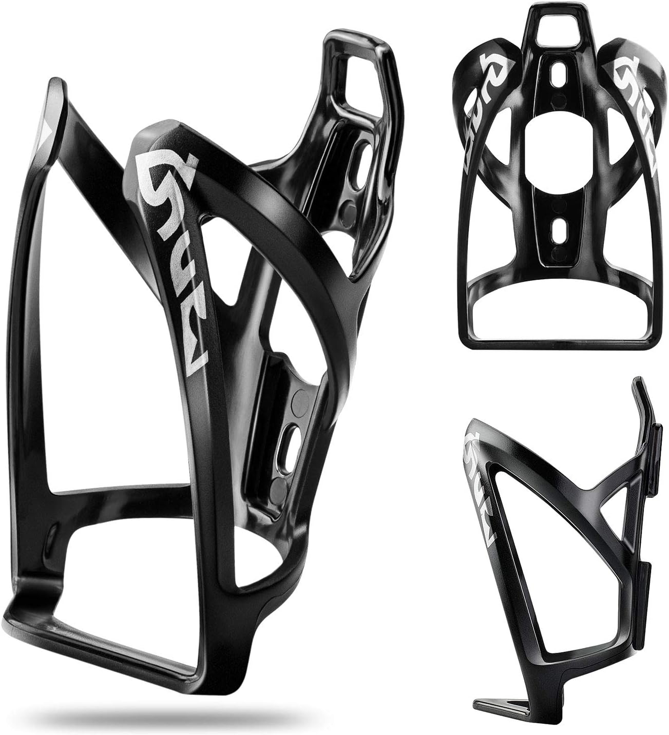 Suruid Bike Water Bottle Cage Ultra-Light Bicycle Bottle Holder Universal Bike Cup Holder Rack for Bicycle, Cycling, MTB, Road/Mountain Bikes 2 Pack - Black
