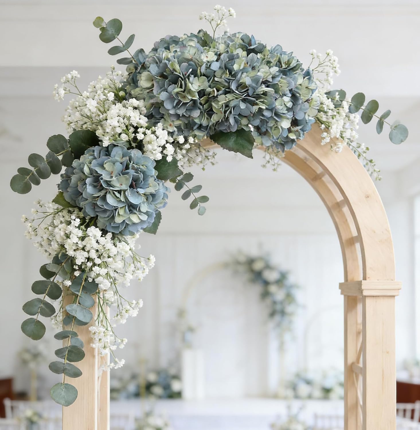 Kimura's Cabin 6pcs Silk Hydrangeas Artificial Flowers,Deep Lake Blue