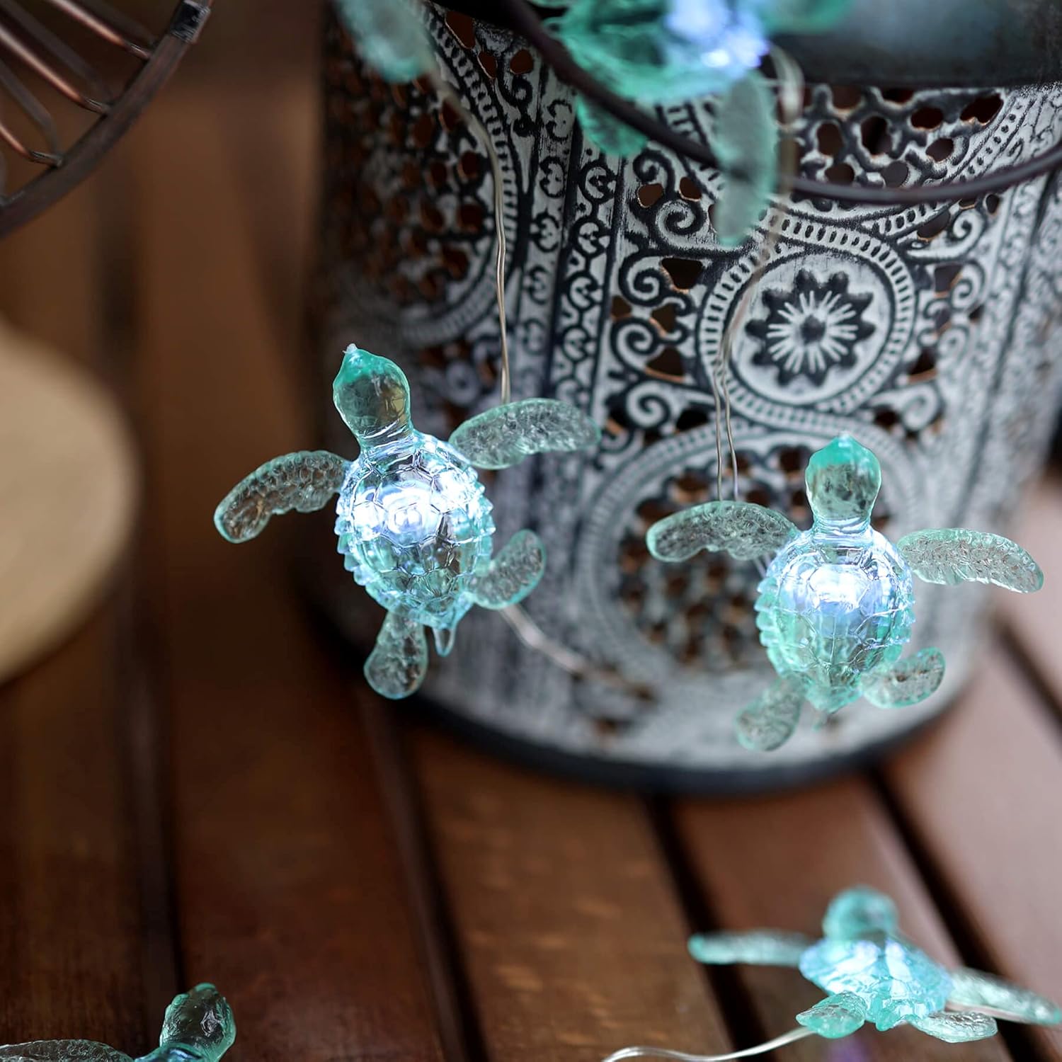 Beach Theme -Cute Green Sea Turtle String Lights- Ocean Fairy Decorative Lights- 10ft 30 LEDs -USB Powered -Multi-Function- Remote Control-Christmas