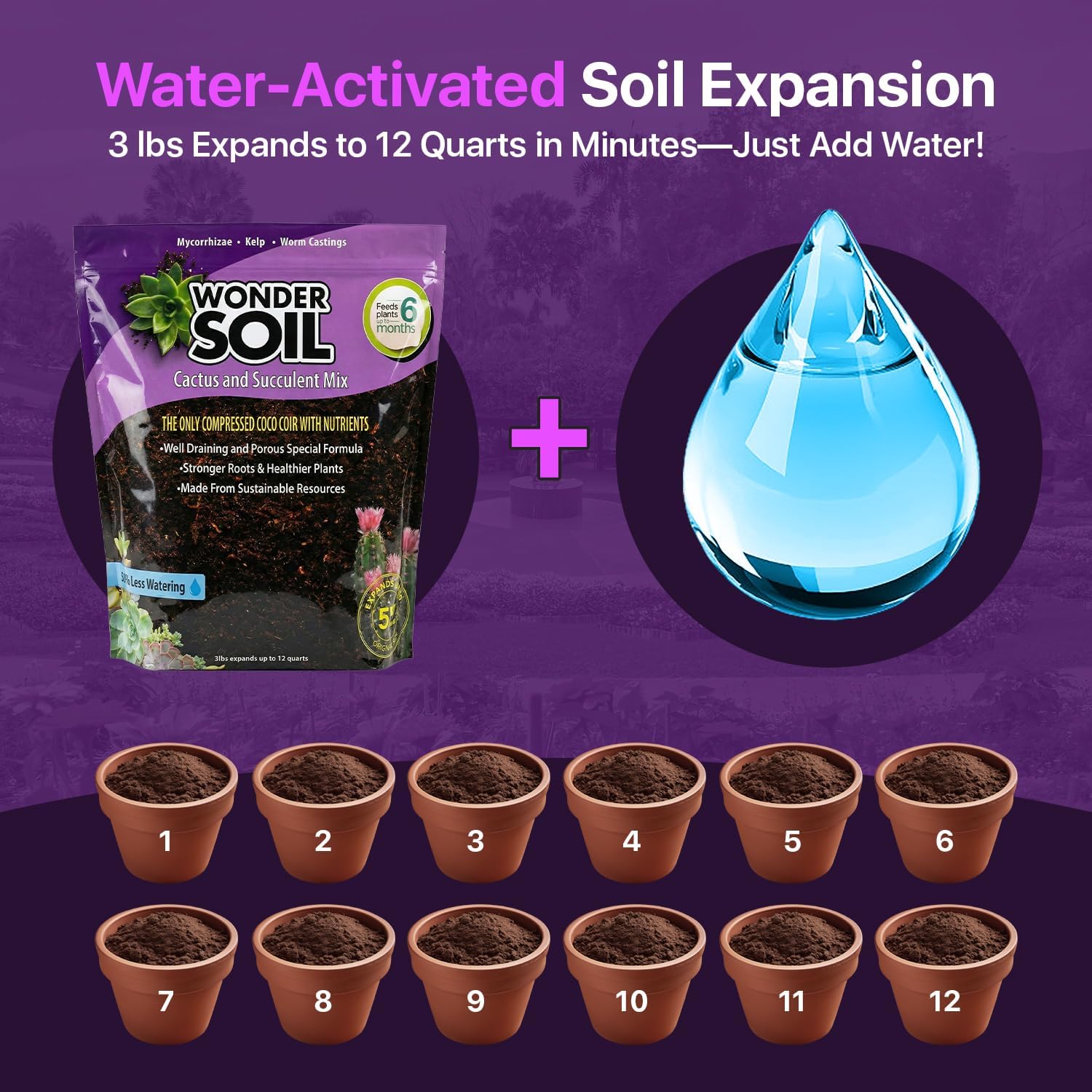 | Organic Cactus & Succulent Soil Mix (12 Quarts) | Fast Draining Living Coco Coir Loaded w/Nutrients | Ready to Plant Indoor/Outdoor Peat-Free