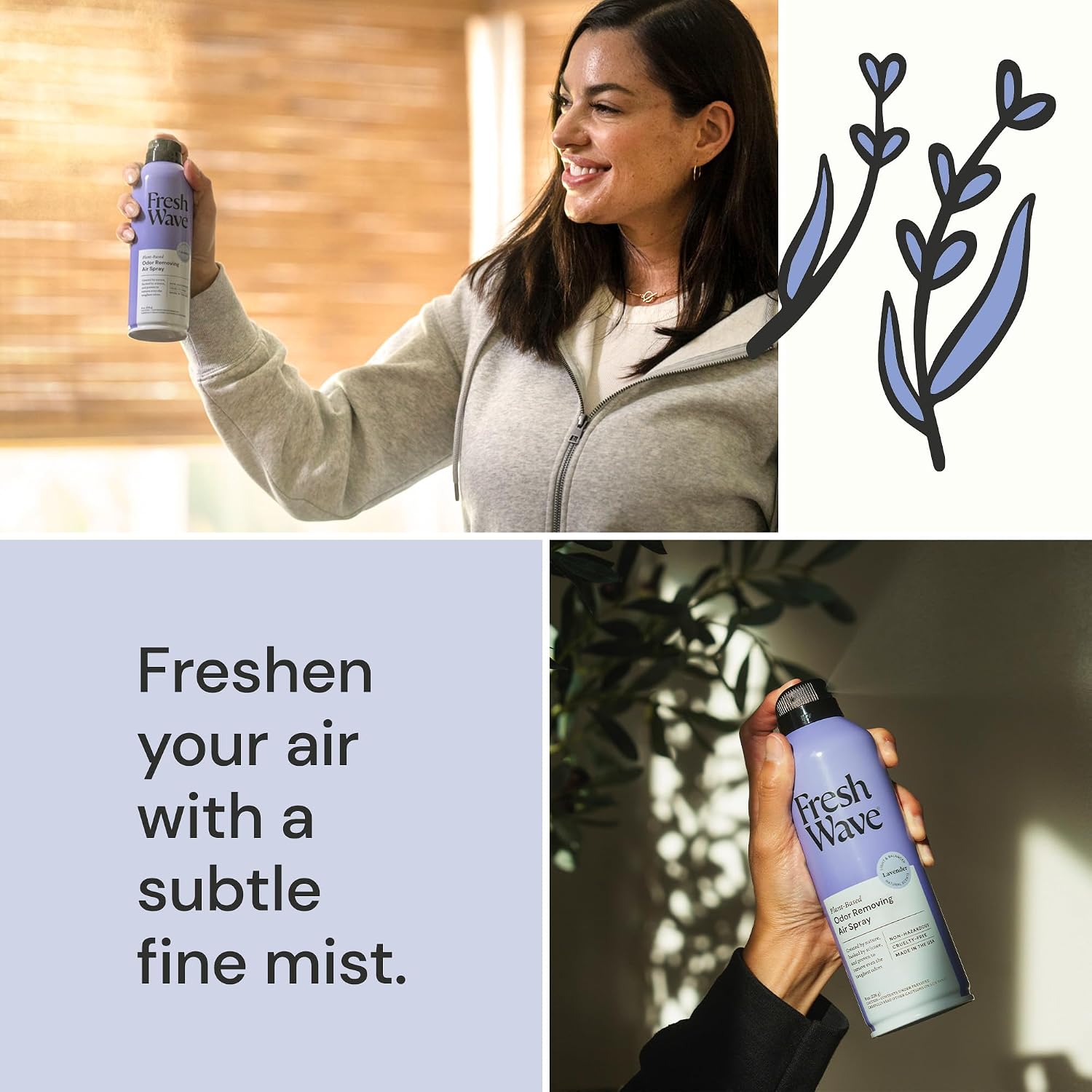 Fresh Wave Original Room and Fabric Air Freshener Spray, 2-Pk, 8 oz | Plant-based formula, Pet-safe and people-safe, Fabric and room deodorizer , For upholstery, carpets, shoes, and pet bedding