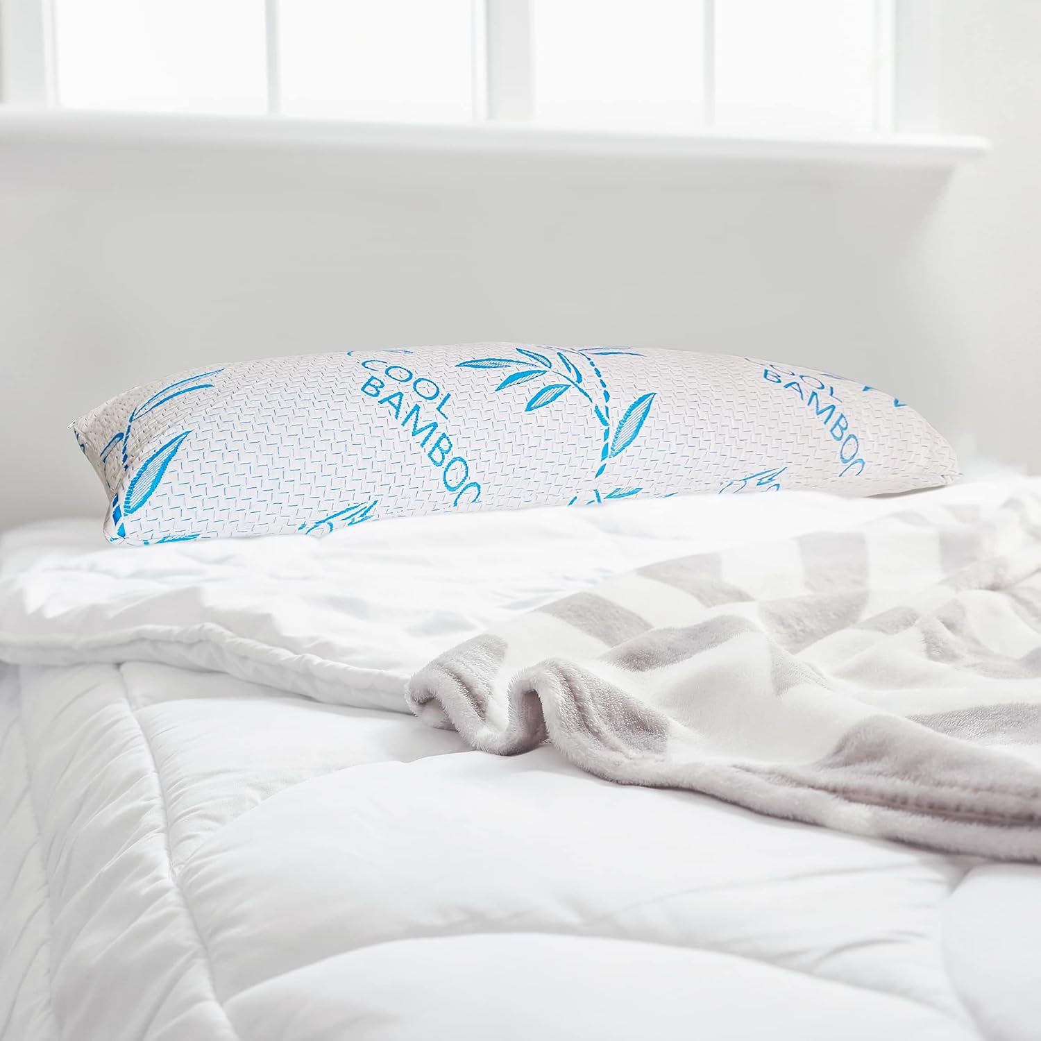 ComfySleep Queen Size 2 Pack Rayon Made from Bamboo Pillows for Sleeping, Cooling Shredded Memory Foam Adjustable Bed Pillow with