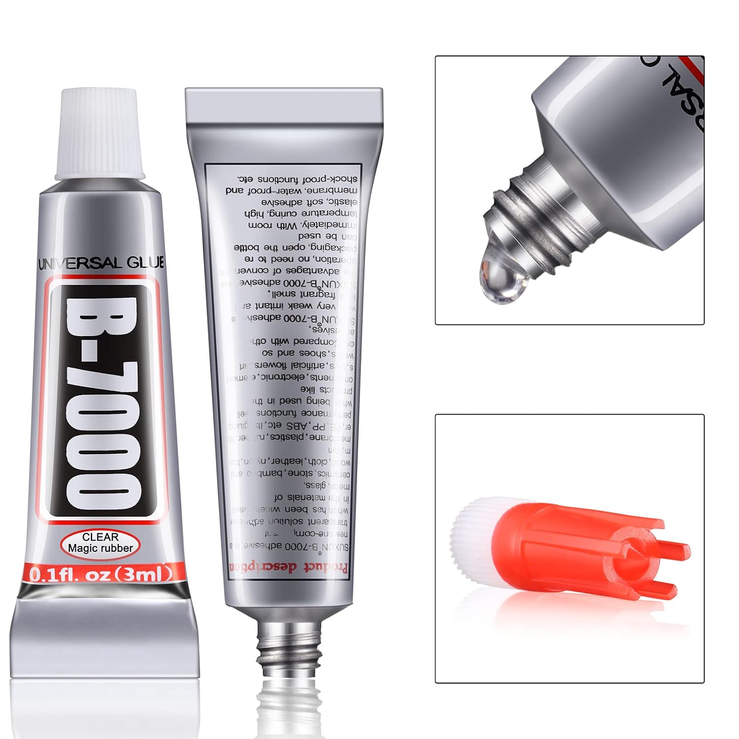 40 Pieces B-7000 Adhesive Multi-Function Glues Paste Adhesive in 3ml for DIY Craft Glass, Wooden, Manicure, Jewelry Making Supplies