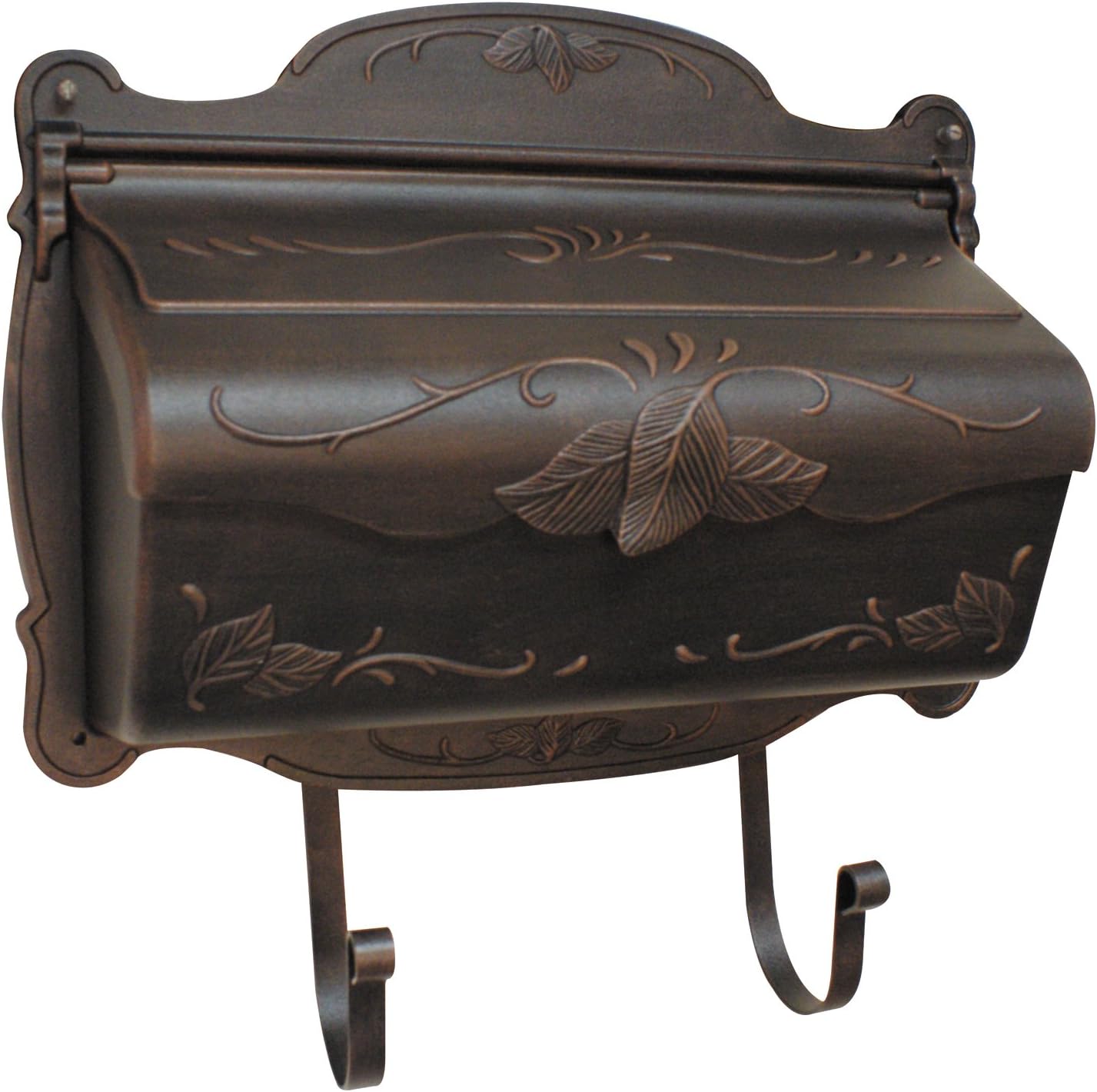 Special Lite Floral Horizontal Wall Mount Mailbox - Black Aluminum Mailbox for Wall Mount - SHF-1001-BLK