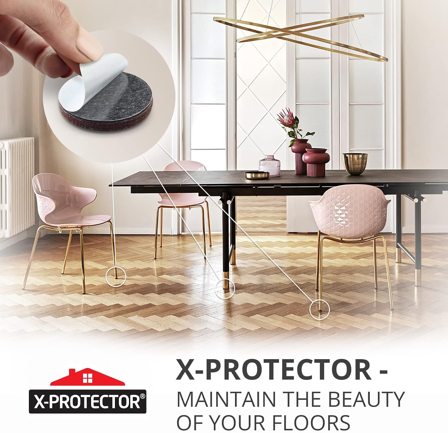 16 Heavy-Duty Felt Furniture Pads 2” 1/4” Thick X-Protector Round Felt Pads | for Furniture Feet - The Best Felt Floor Protectors for Furniture to Prevent Scratches. Protect Your Hard Floor! (Brown)