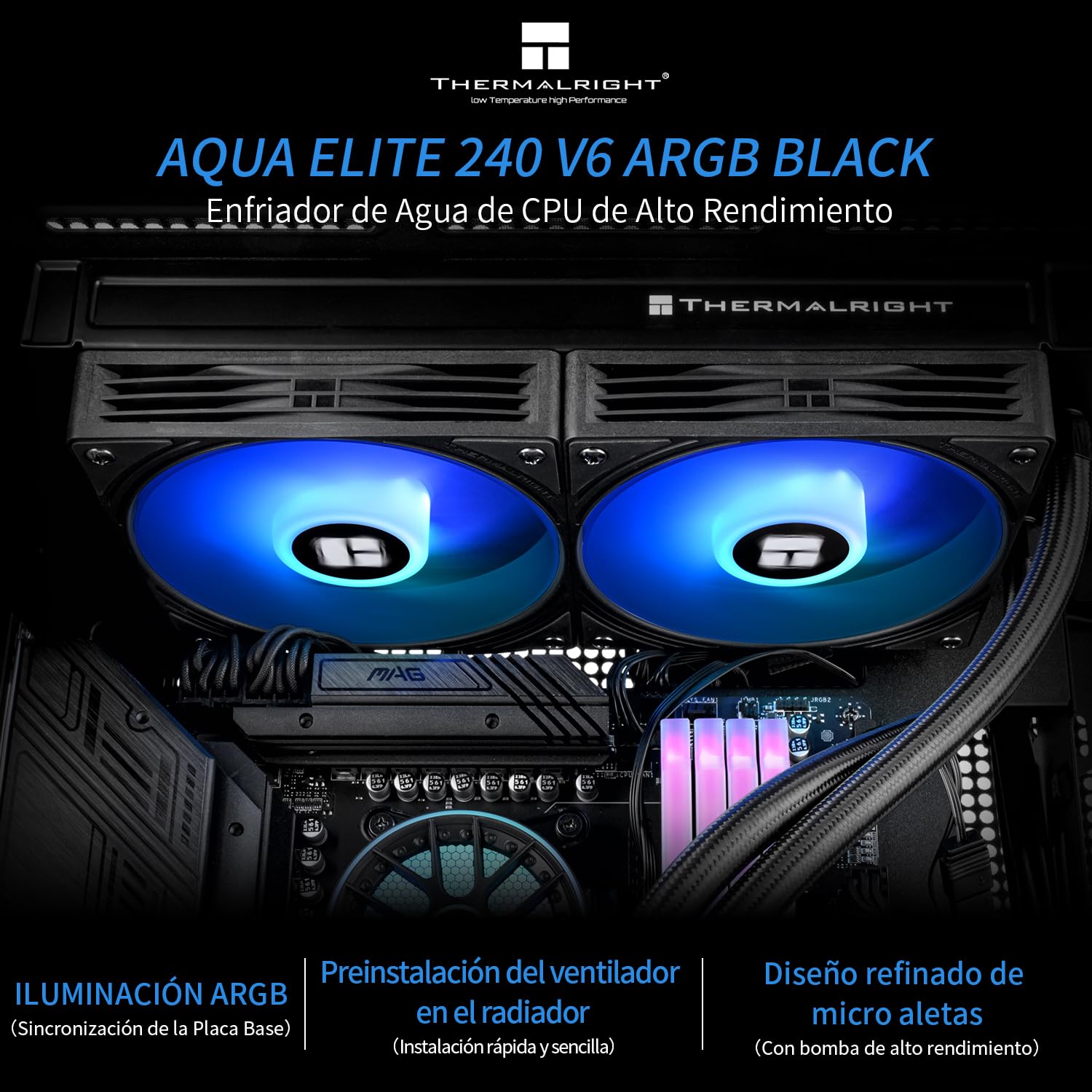 Thermalright Aqua Elite 360 ARGB Liquid CPU Cooler, 360 AIO Cooling Row Size, 3 x 120mm PWM Fans, Computer CPU Cooler,for AMD:AM4/AM5, Intel LGA1851/1150/1151/1200/1700