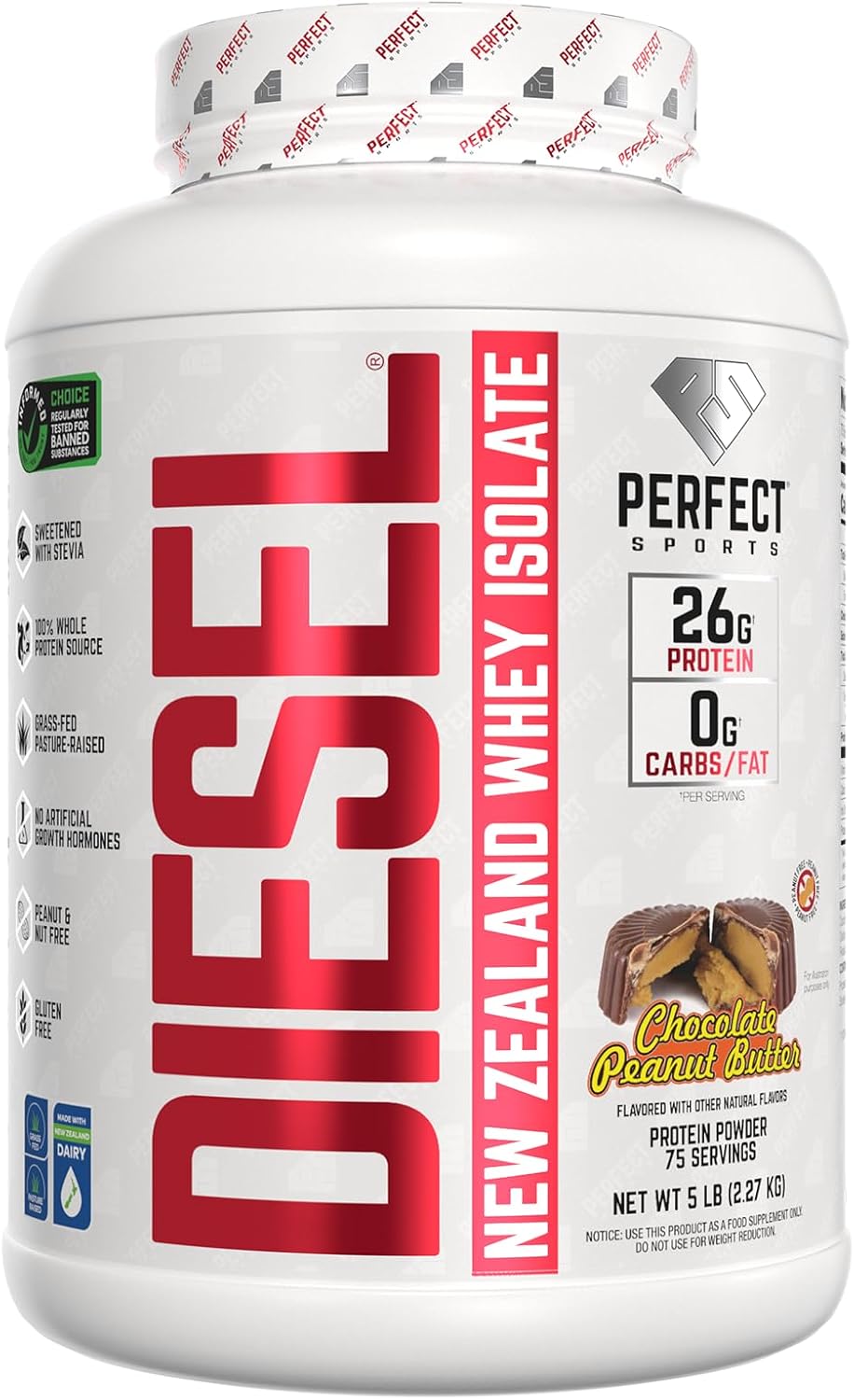 PERFECT SPORTS Diesel Whey Protein Isolate, Milk Chocolate, 2 lb