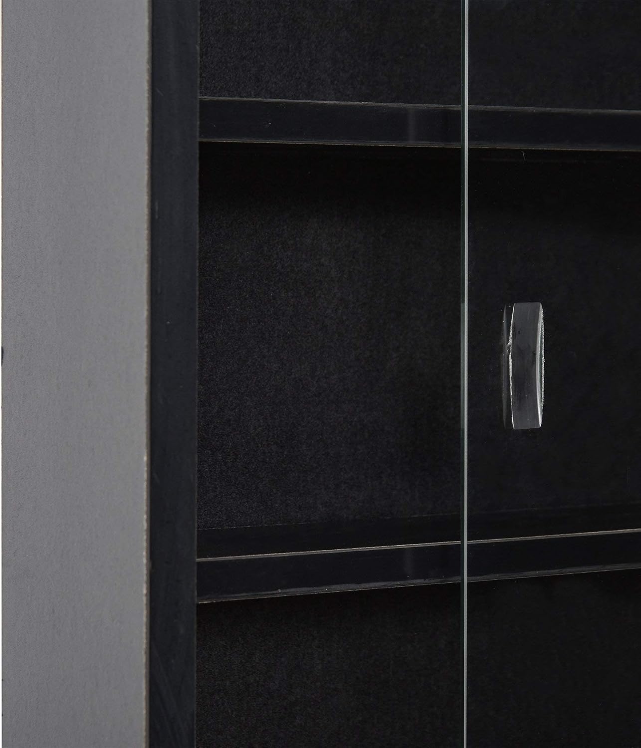 HOMCOM 5-Tier Display Cabinet, Glass Door Cabinet with Adjustable Shelves, Wall-Mounted Display Case for Playroom, Bedroom, Black