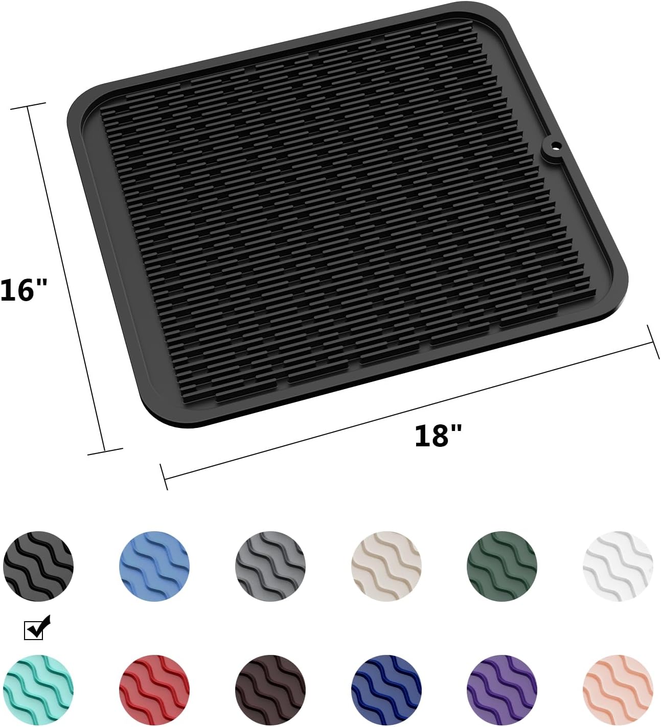 ZLR Silicone Dish Drying Mat for Kitchen Counter, Eco-Friendly Fast Dry Dish Mat, Easy Clean Multi Usage Drying Matt, Heat Resistant Trivet