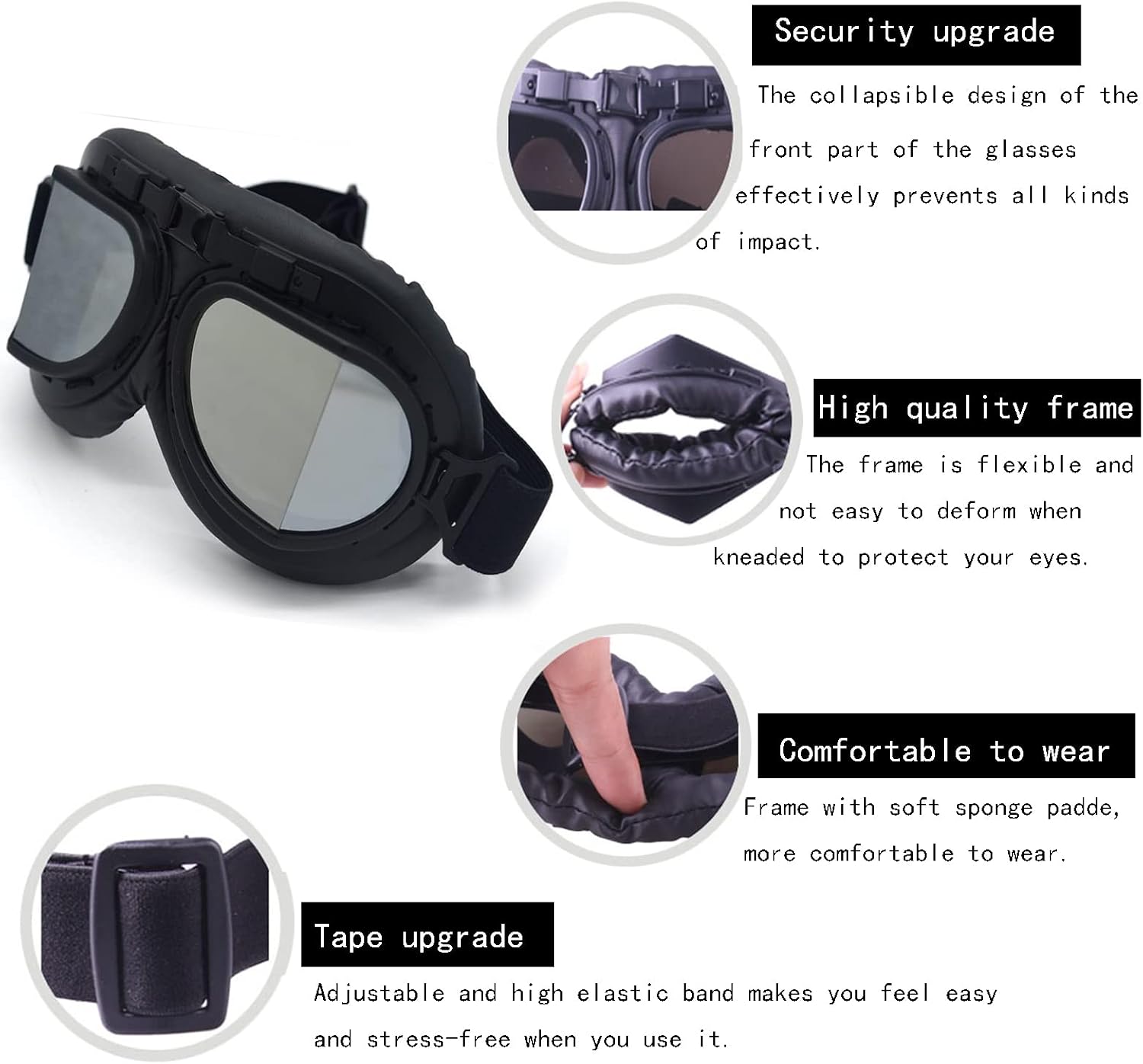 Motorcycle Goggles Anti Fog&Wind&Dust&Sand Aviator Pilot Motocross | Dirt Bike Atv Riding Goggles with Yellow Lens,Fit Over Glasses or Helmet