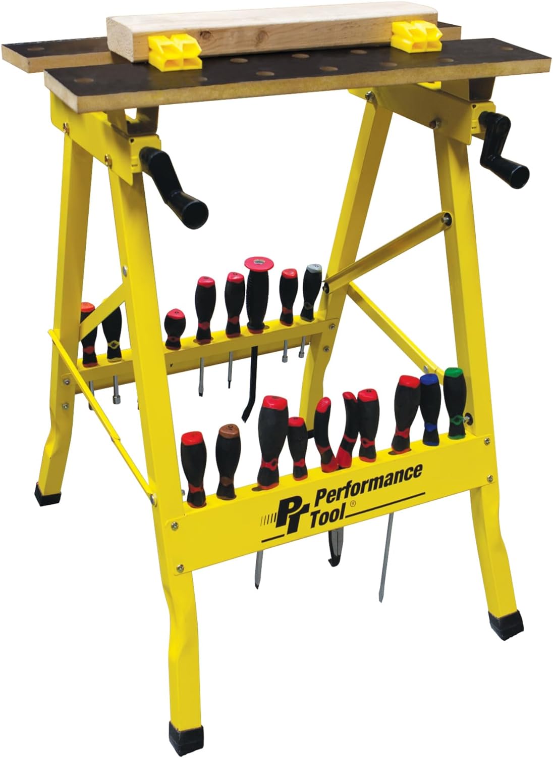 Performance Tool W54025 Portable Folding Workbench and Vise | 200 lb capacity folding work table. Printed grid