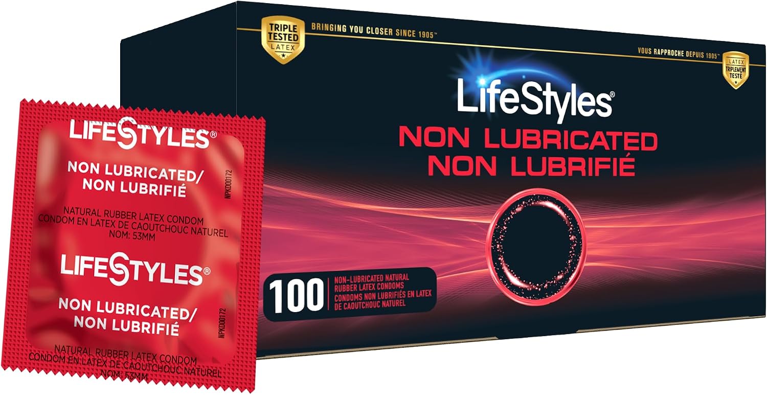 LifeStyles Non-Lubricated Natural Rubber Latex Condoms Value Pack, 100 Count