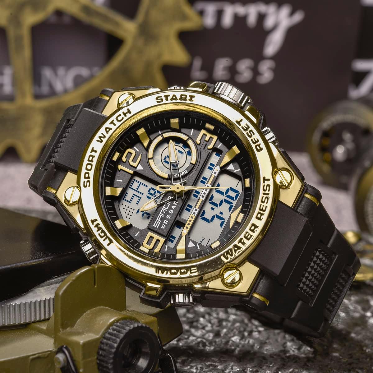 KXAITO Men's Watches Sports Outdoor Waterproof Military Watch Date Multi Function Tactics LED Alarm Stopwatch