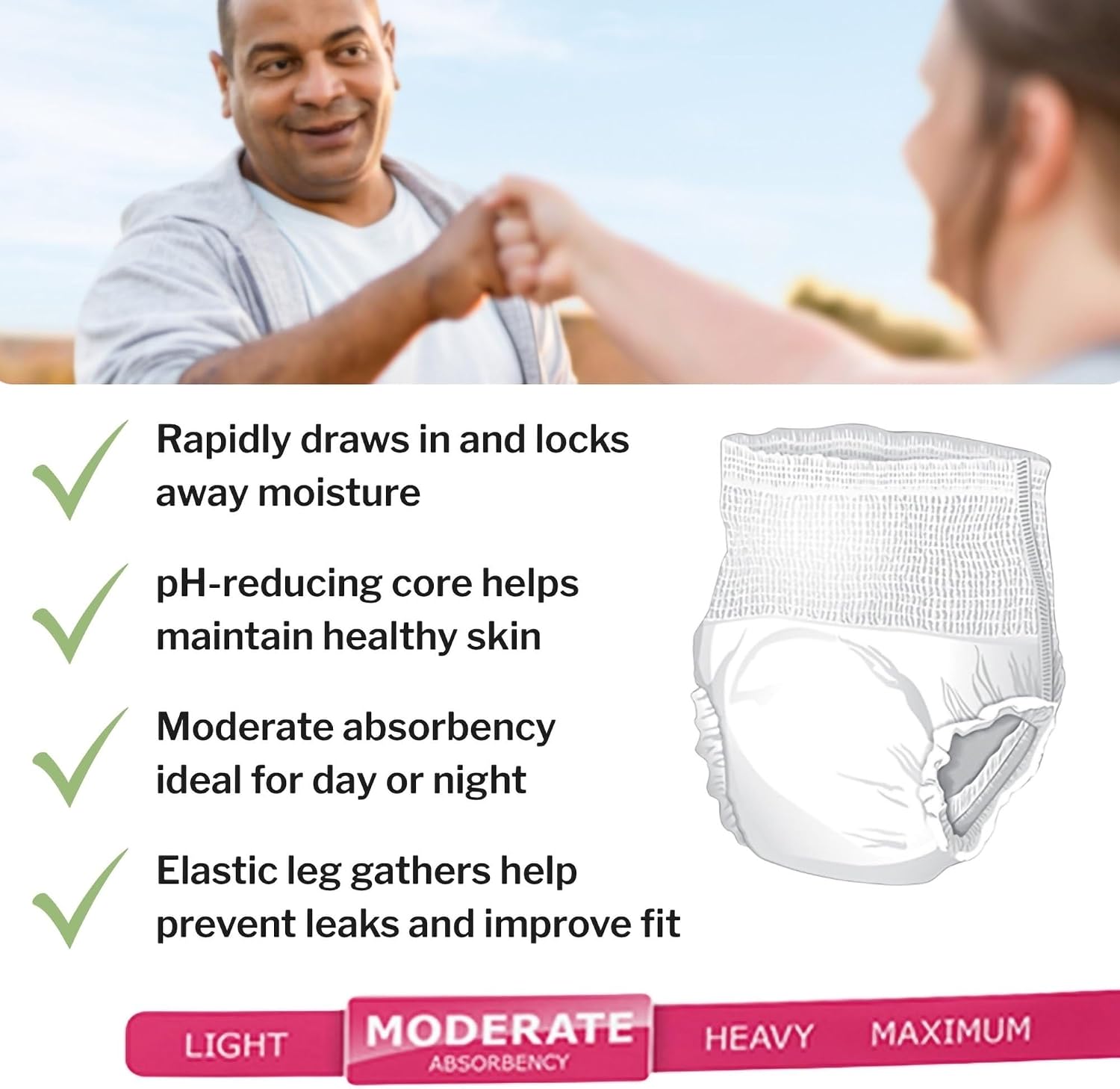 McKesson Super Adult Incontinence Underwear, Medium, Moderate, 44 in, 80 ct