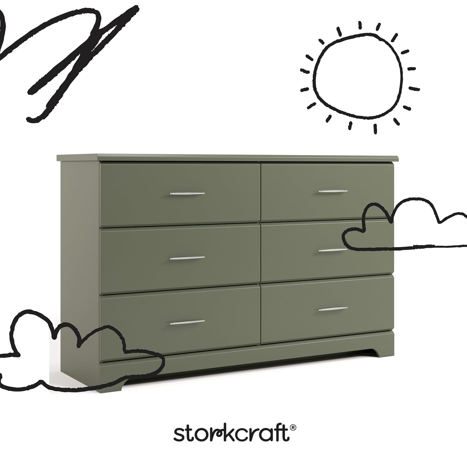 Storkcraft Brookside 2 Drawer Changing Table Dresser, Pebble Gray