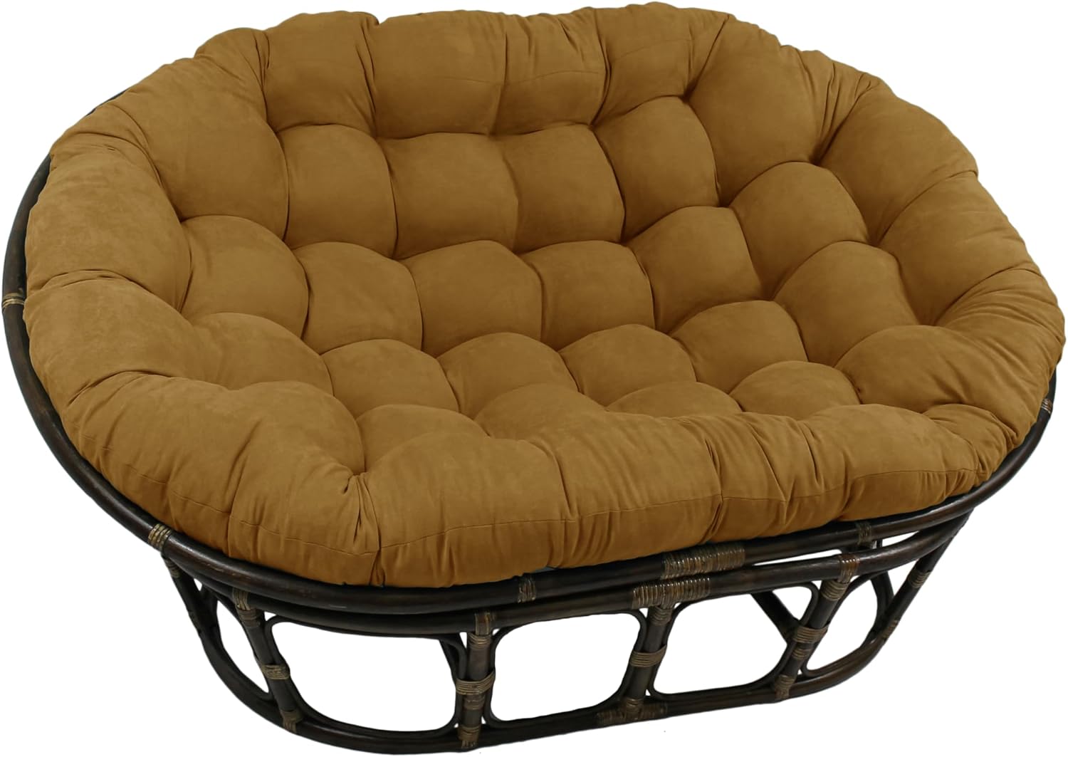 Blazing Needles Solid Microsuede Double Papasan Chair Cushion, 58" x 6" x 78", Black