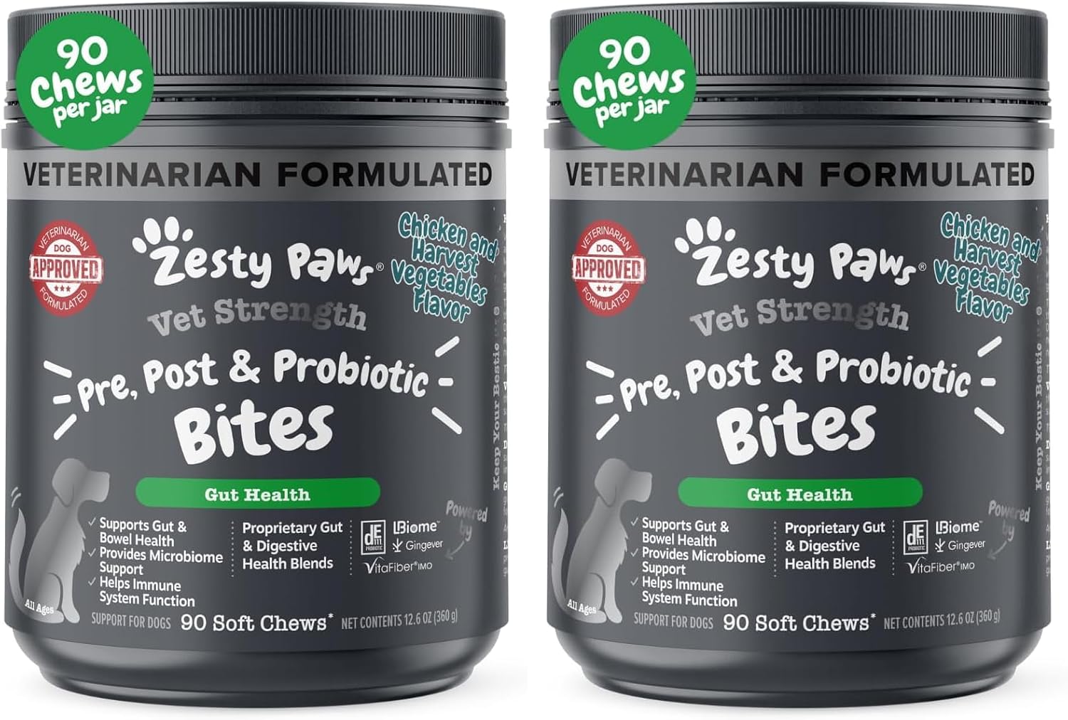 Zesty Paws Probiotics for Dogs - Digestive Enzymes for Gut Flora, Digestive Health, Diarrhea & Bowel Support - Clinically Studied DE111 - Dog Supplement Soft Chew for Pet Immune System - Pumpkin, 90ct