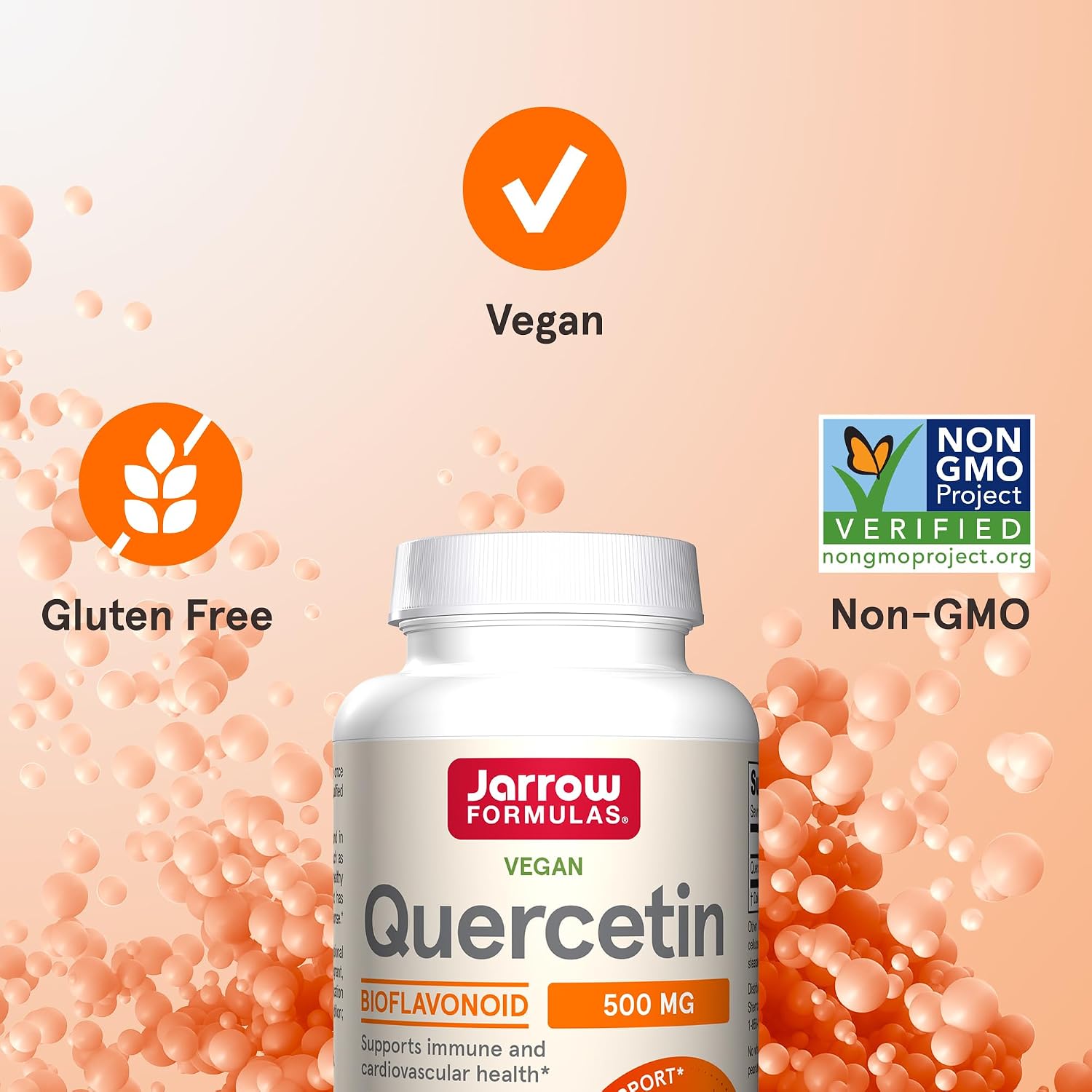 Jarrow Quercetin 500mg Capsules for Cardiovascular & Immune Health, 200ct | Cellular Health Support, Cardiovascular Support, Antioxidant Support, Supports Antioxidant Status, Veggie Capsules