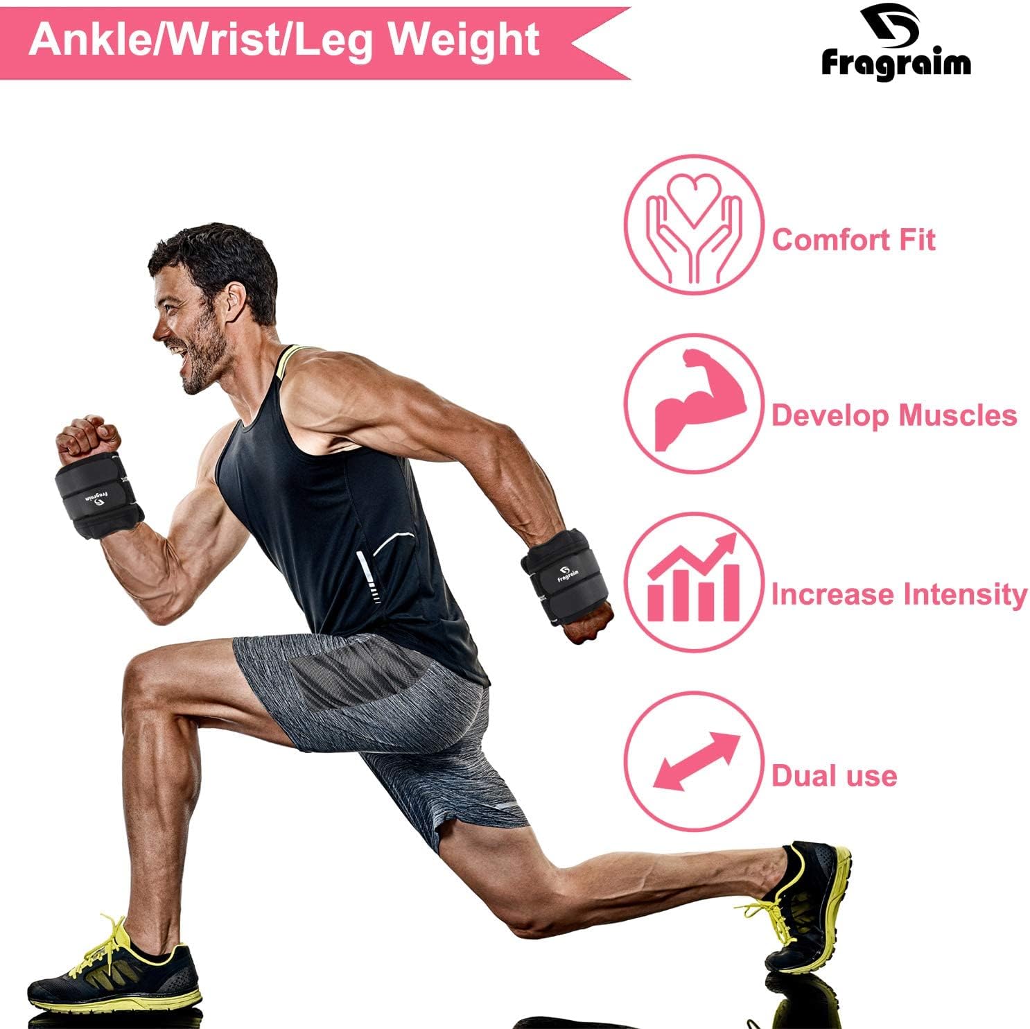 Ankle Weights for Women, Men and Kids - 1/2/3/4/6/8/10/12/15/20 LBS 1 Pair Strength Training Wrist/Leg/Arm Weight with Adjustable Strap for Jogging