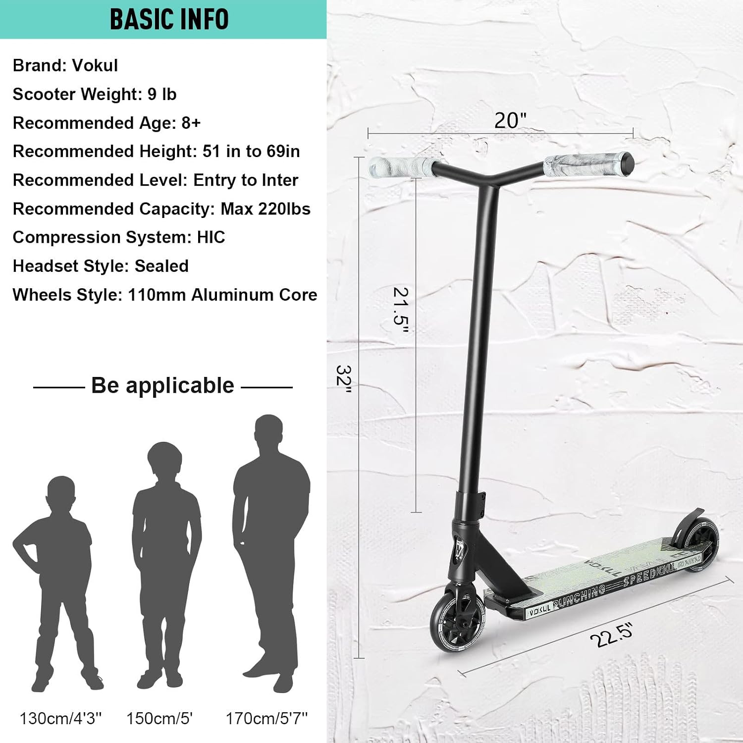 VOKUL K1 Pro Scooters - Stunt Scooter | Trick Scooter - Intermediate and Beginner Freestyle Scooter for Kids 8 Years and UP,Teens and Adults -Quality Kick Pro Scooter for Boys and Girls