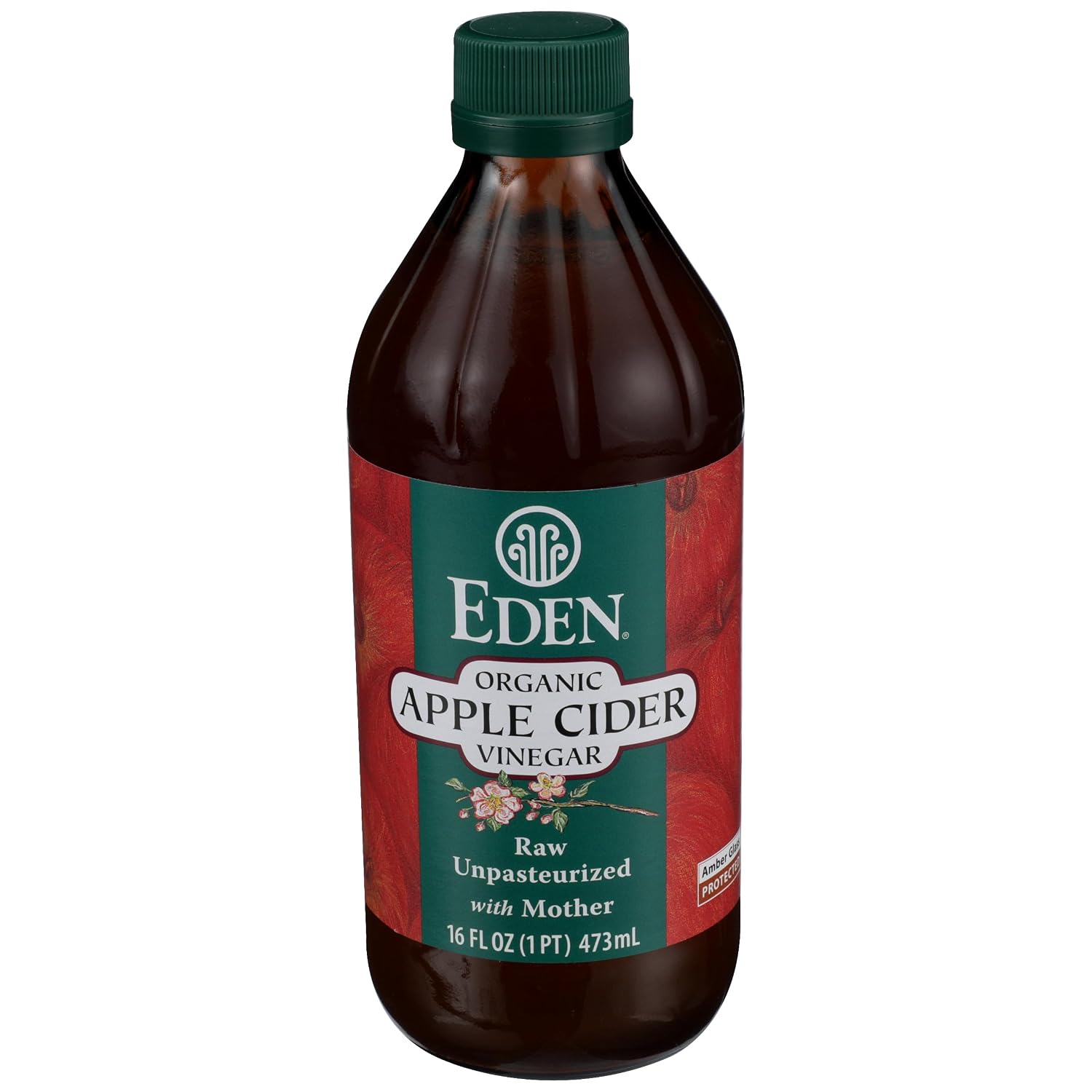 Eden Organic Apple Cider Vinegar, Raw, Unpasteurized with Mother, 16oz Glass