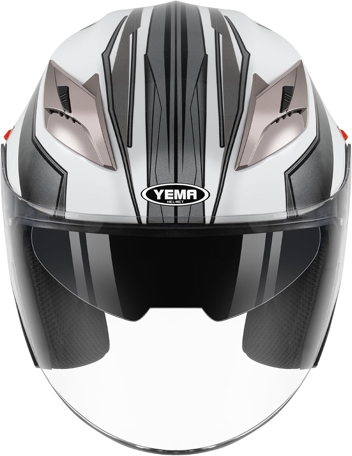 YEMA Open Face Motorcycle Helmets, DOT Approved 3/4 Moped Helmet Dual Visor Quick Release Buckle, Helmets for Adults Motorcycle Men Women Helmets for Moped Scooter Streey