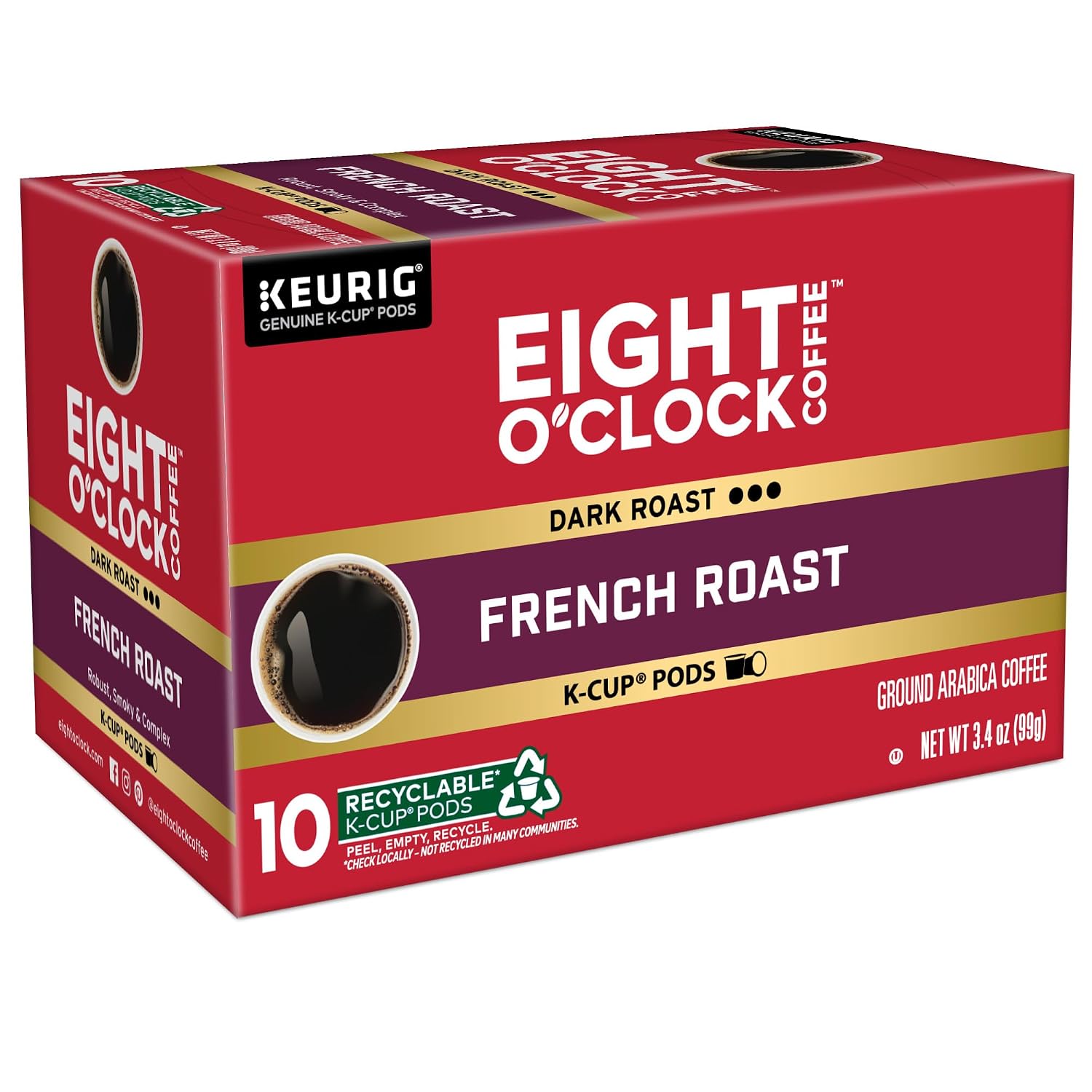 Eight O'Clock Coffee The Original, Single-Serve Keurig K-Cup Pods, Medium Roast Coffee Pods, 72 Count