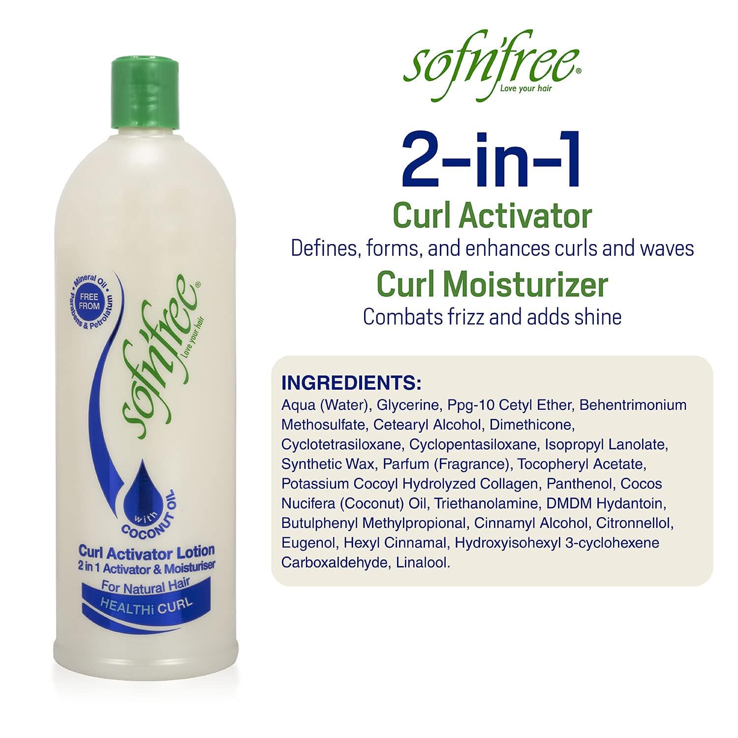 Sofn'free Moisturizer & Curl Activator Lotion - 25.35 fl oz | Defines waves, coils, and multicultural curls. Provides moisture, shine, and frizz control with a soft, flexible finish.