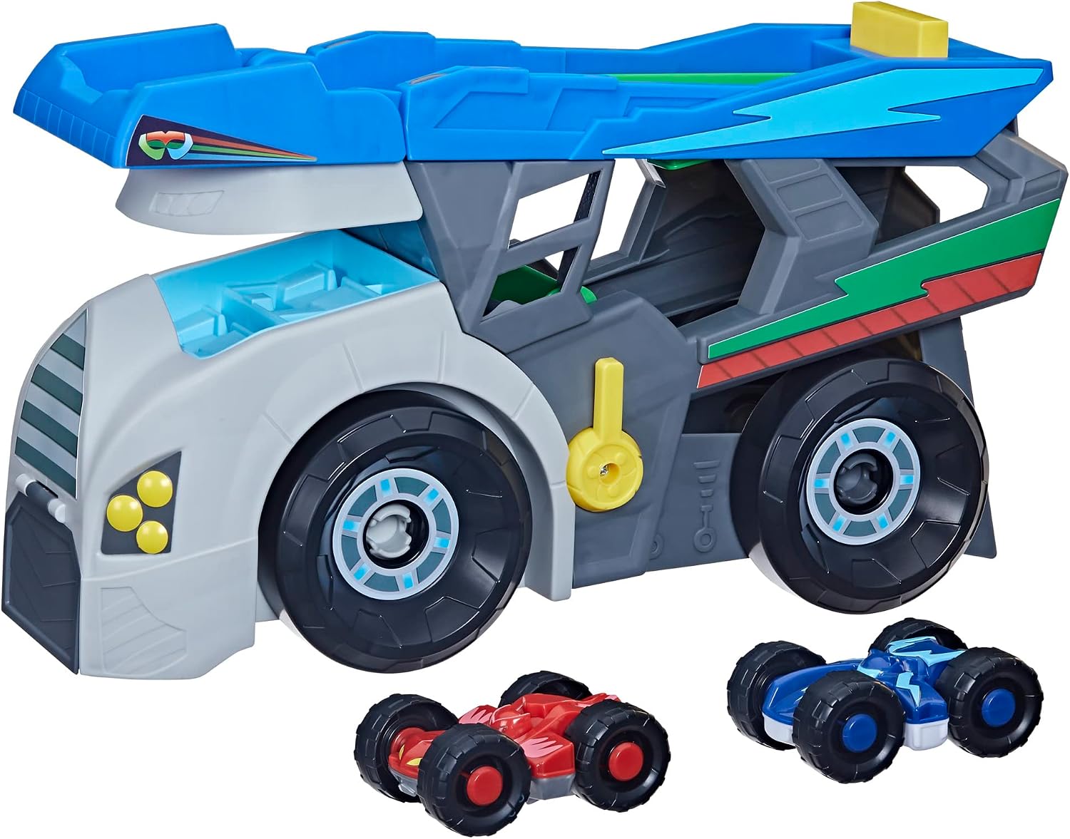 PJ MASKS Power Heroes Hero Hauler Truck Playset with 2 Duo Racer Superhero Toy Cars, Preschool Toys for Boys and Girls
